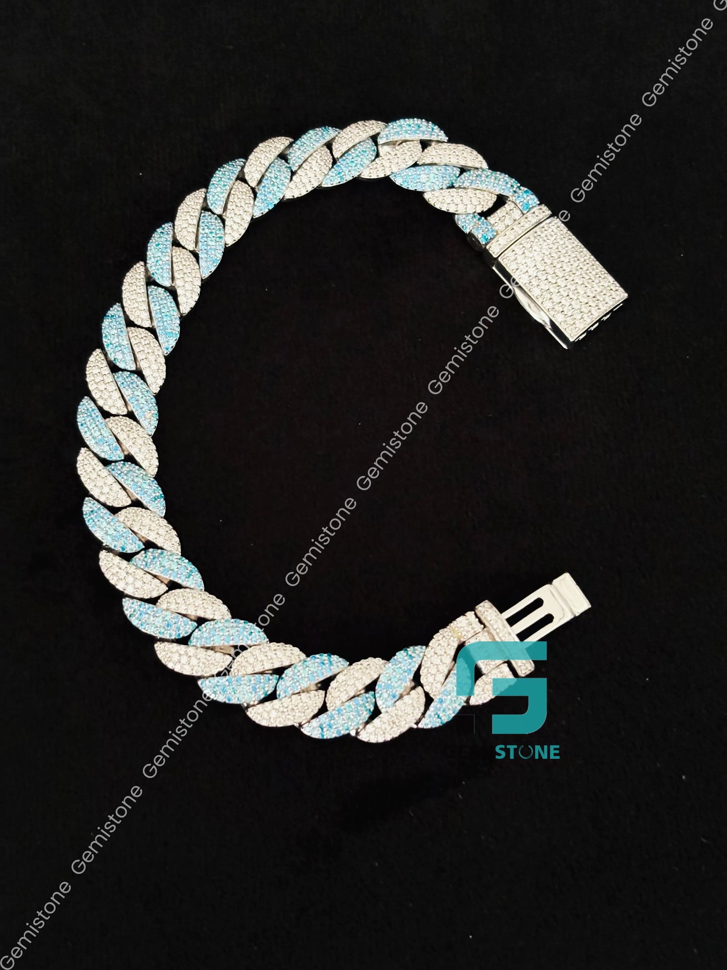 925 Silver Moissanite Diamond Sky Blue Diamond Bracelete