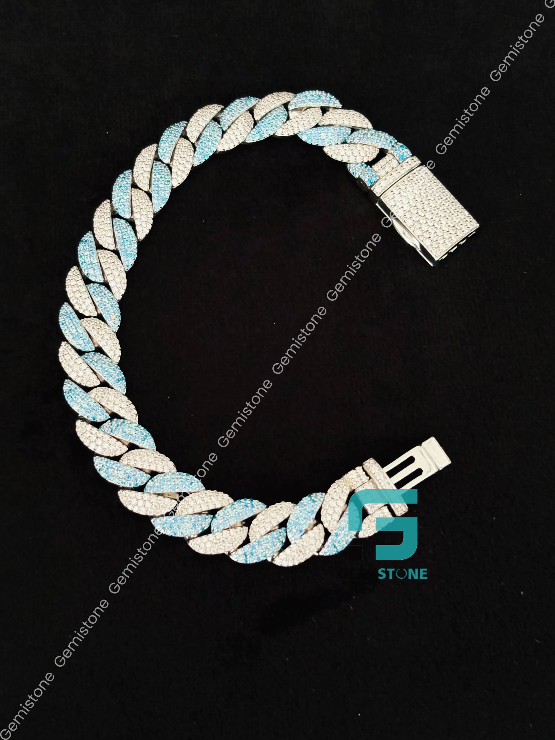 925 Silver Moissanite Diamond Sky Blue Diamond Bracelete