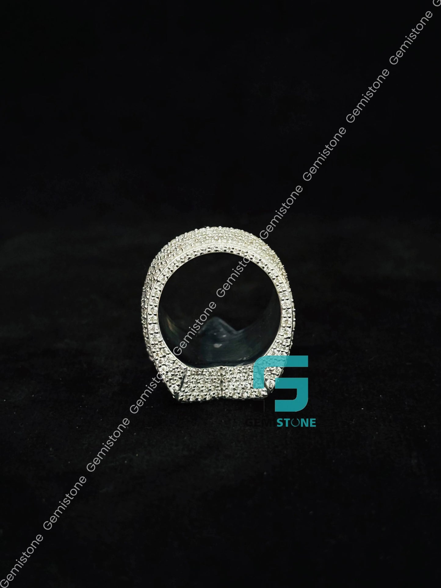 925 Silver Moissanite Hip Hop Ring for Men