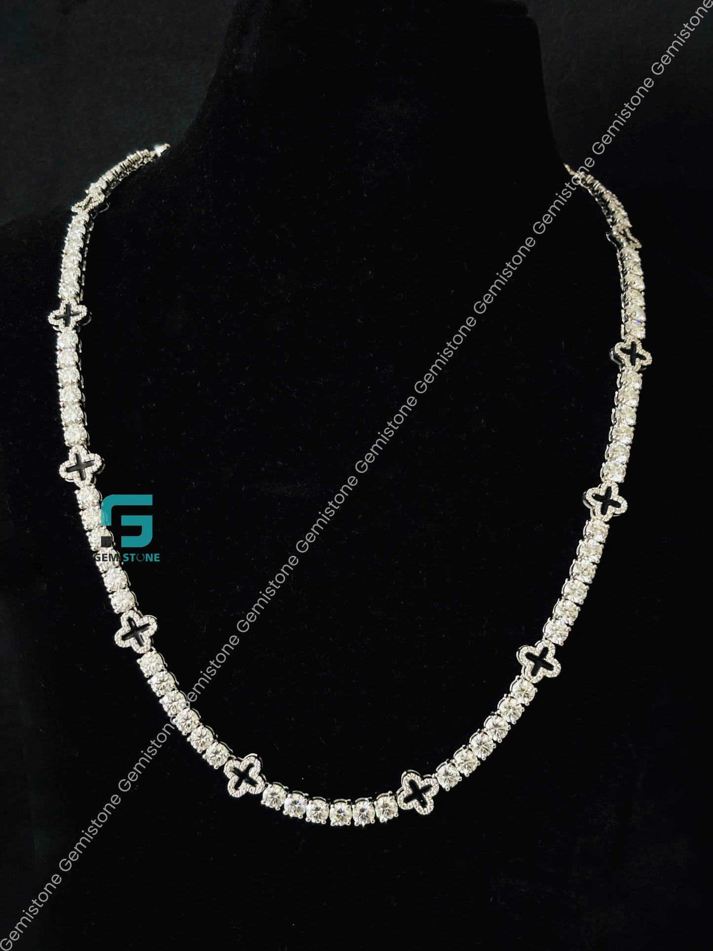 925 Silver Moissanite Iced Out Chain