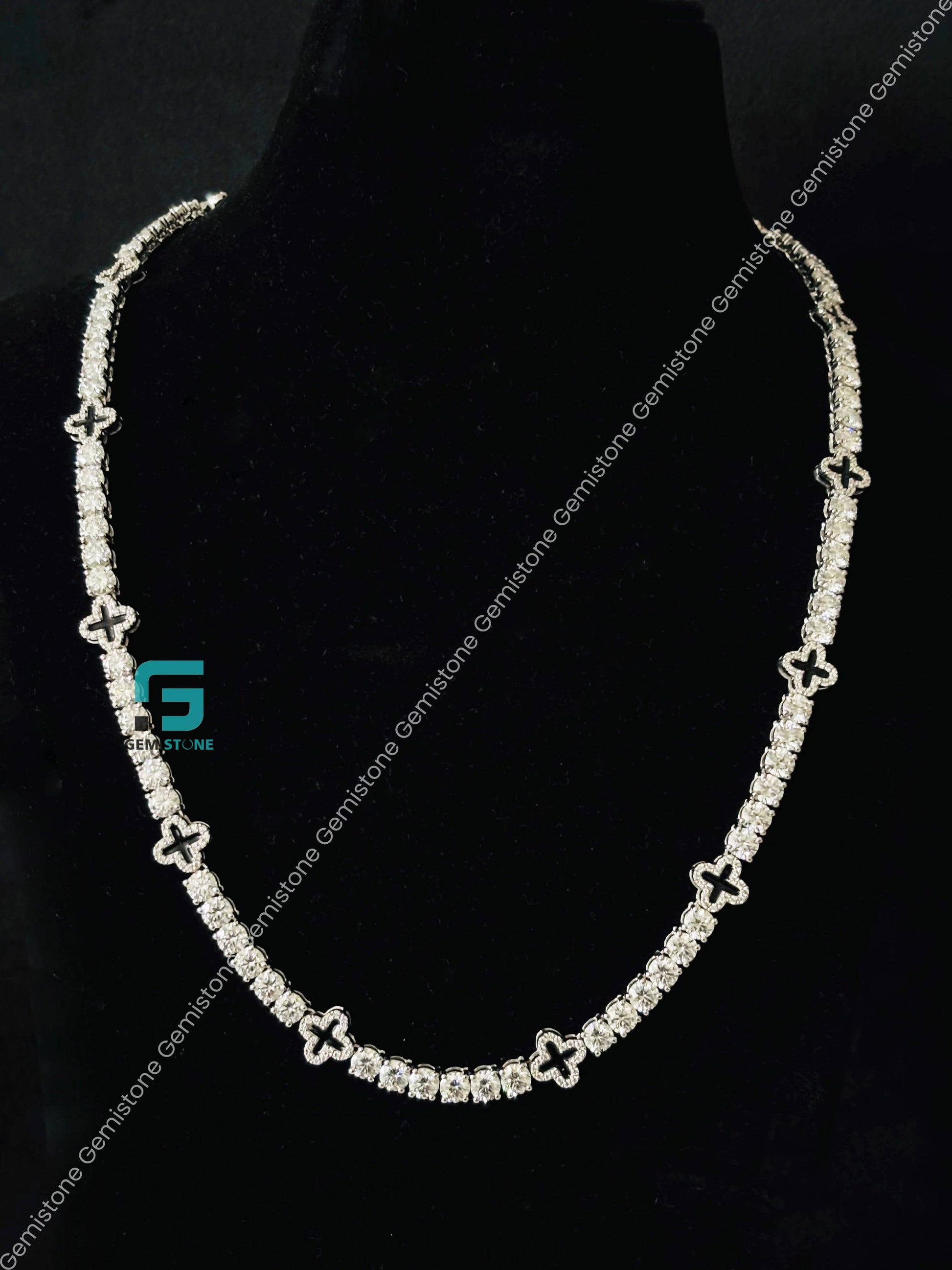 925 Silver Moissanite Iced Out Chain