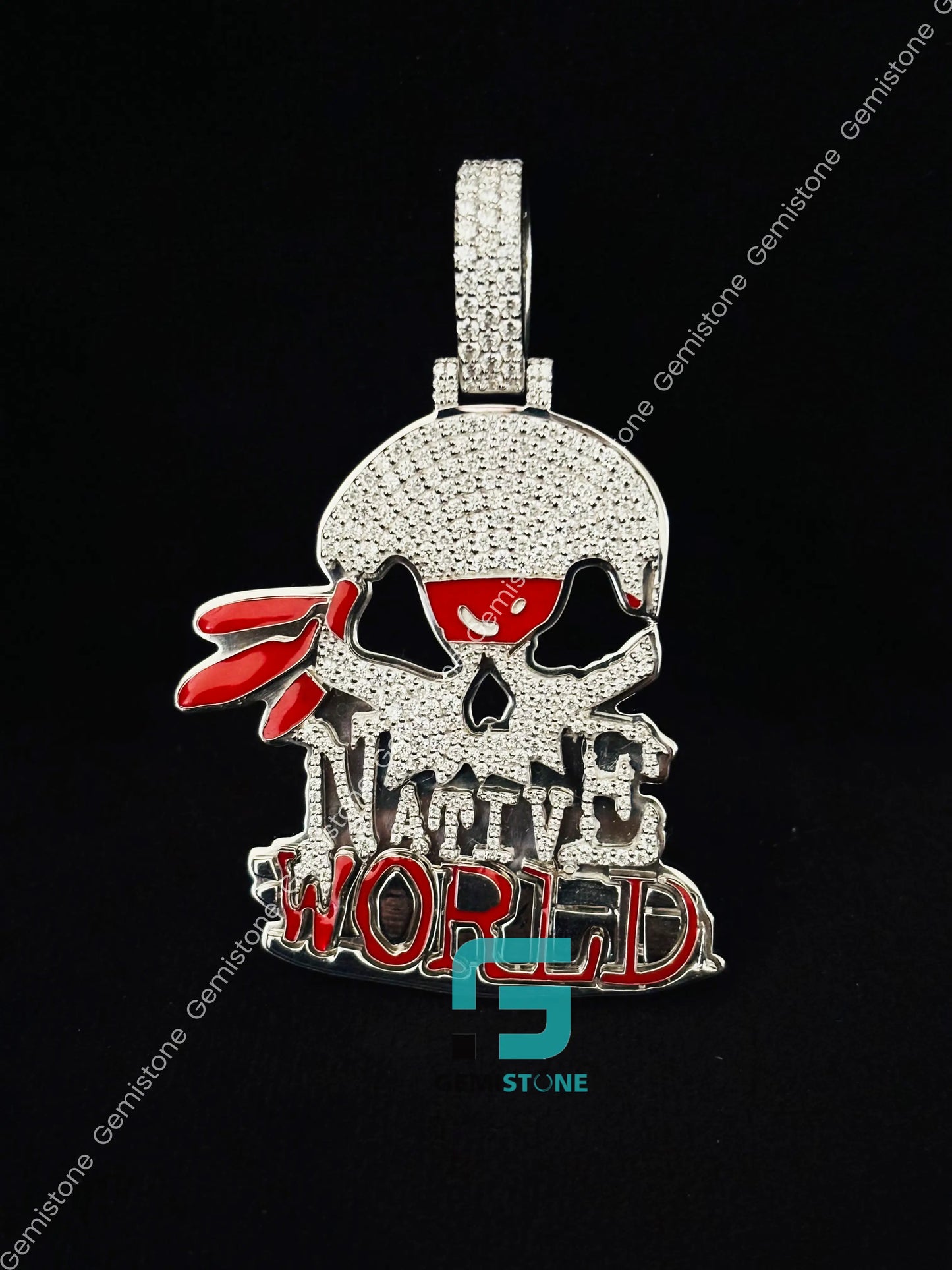 925 Silver Moissanite Iced Out Hip Hop Skull Hip Hop Pendant