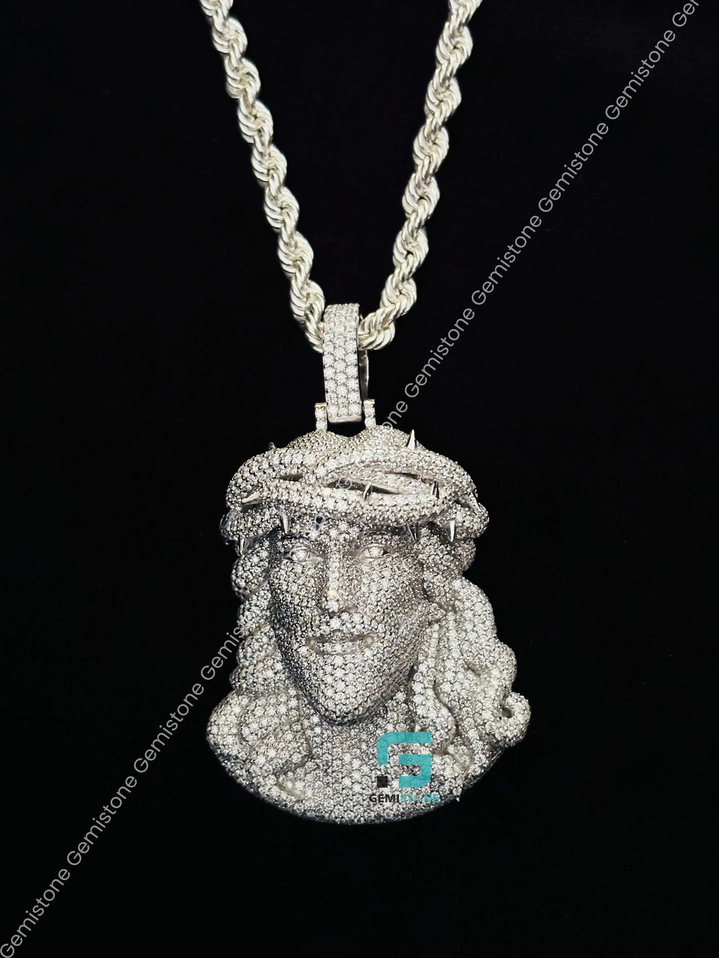 925 Silver Moissanite Jesus Pendant 925 Silver