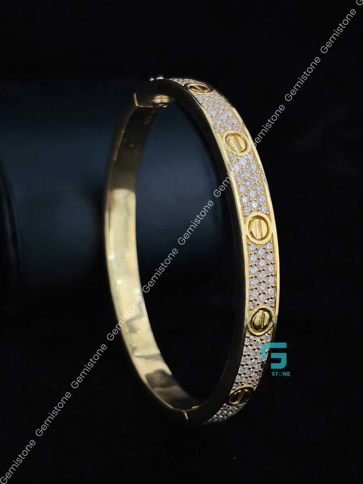 925 Silver Moissanite Open Cuff Bangle Bracelet