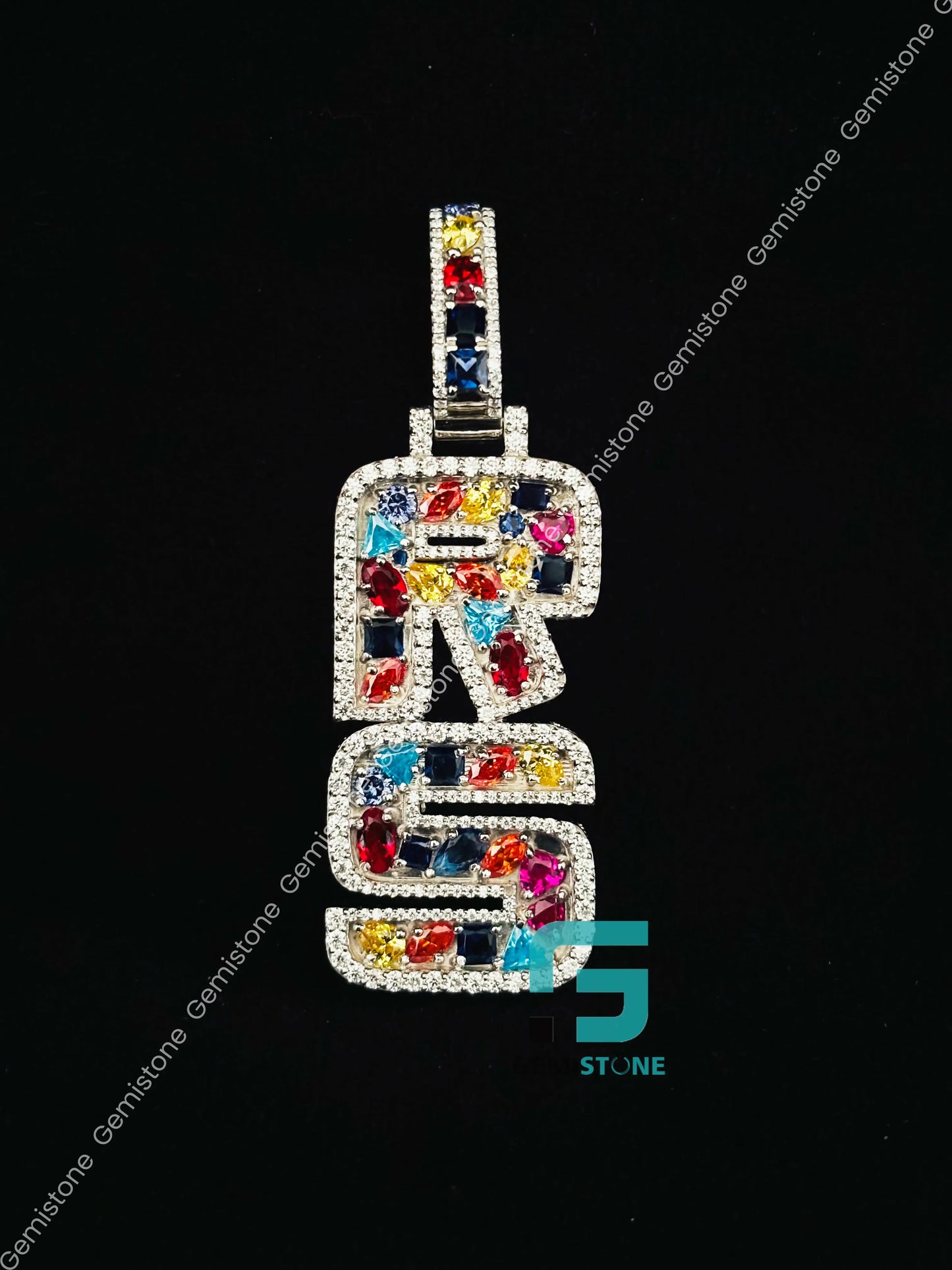 925 Silver Moissanite Pear Colorful Diamond Pendant