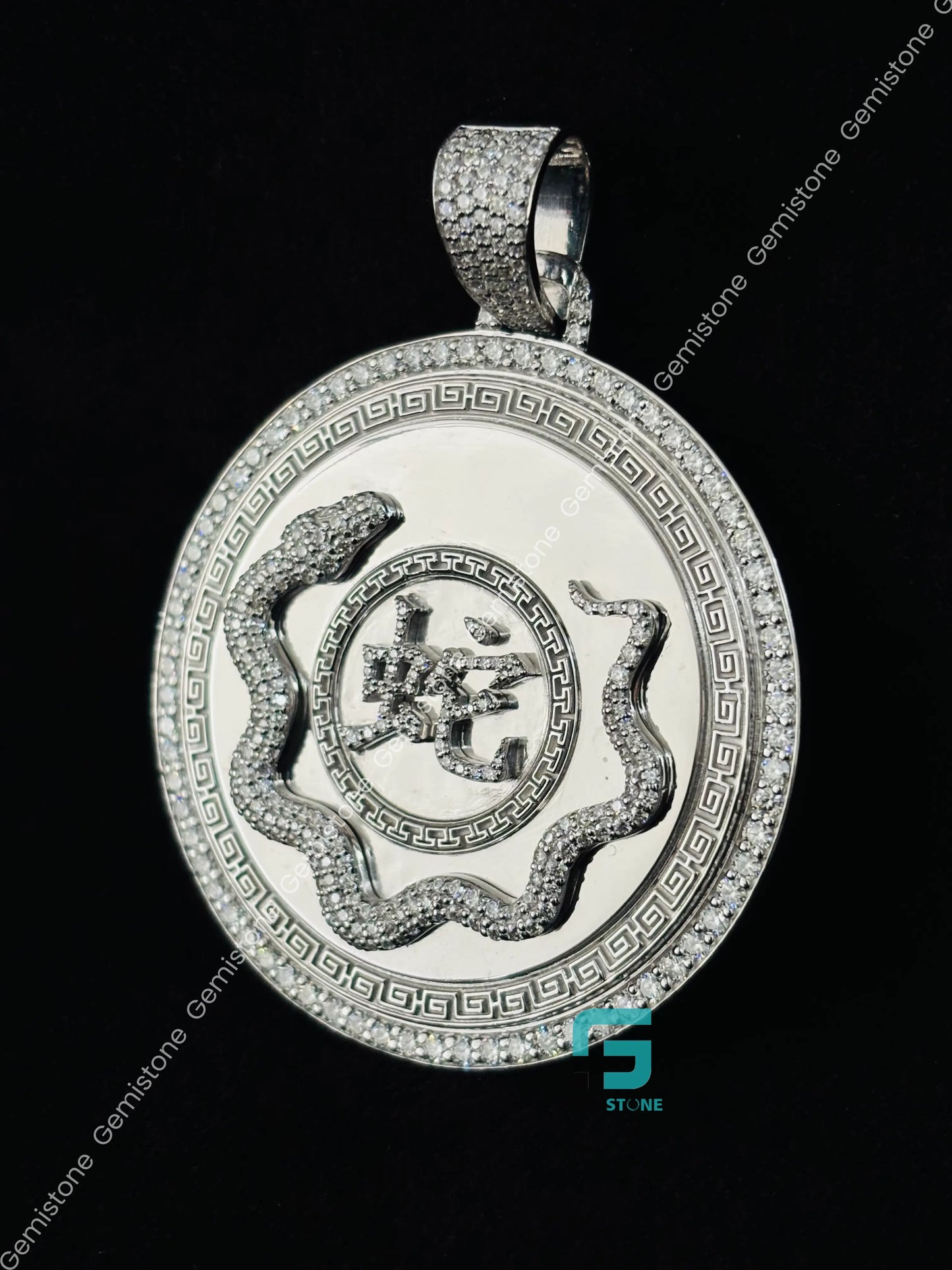 925 Silver Moissanite Round Shape Disk Pendant