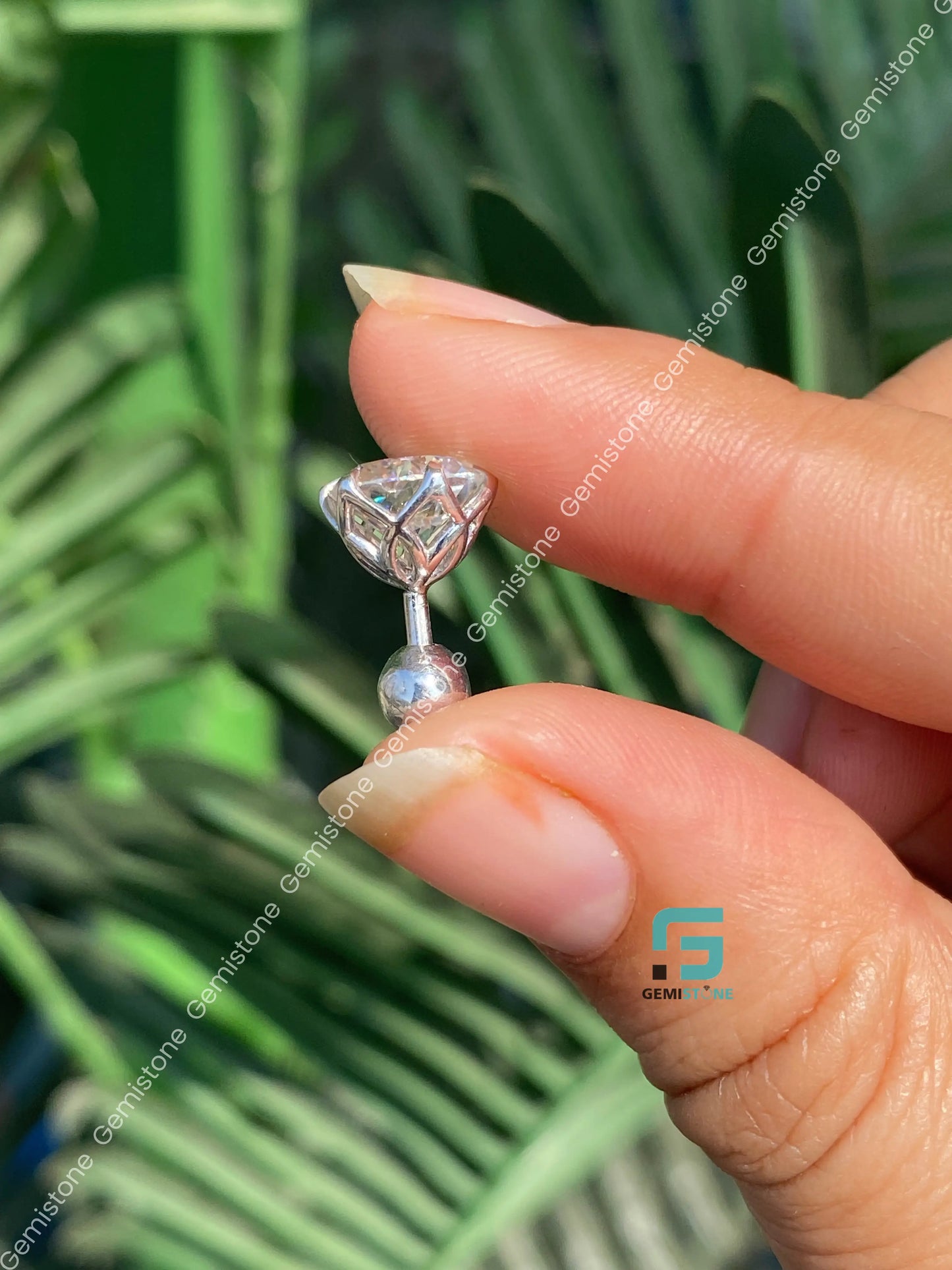 925 Silver Moissanite Solitaire Studs Earrings For Her