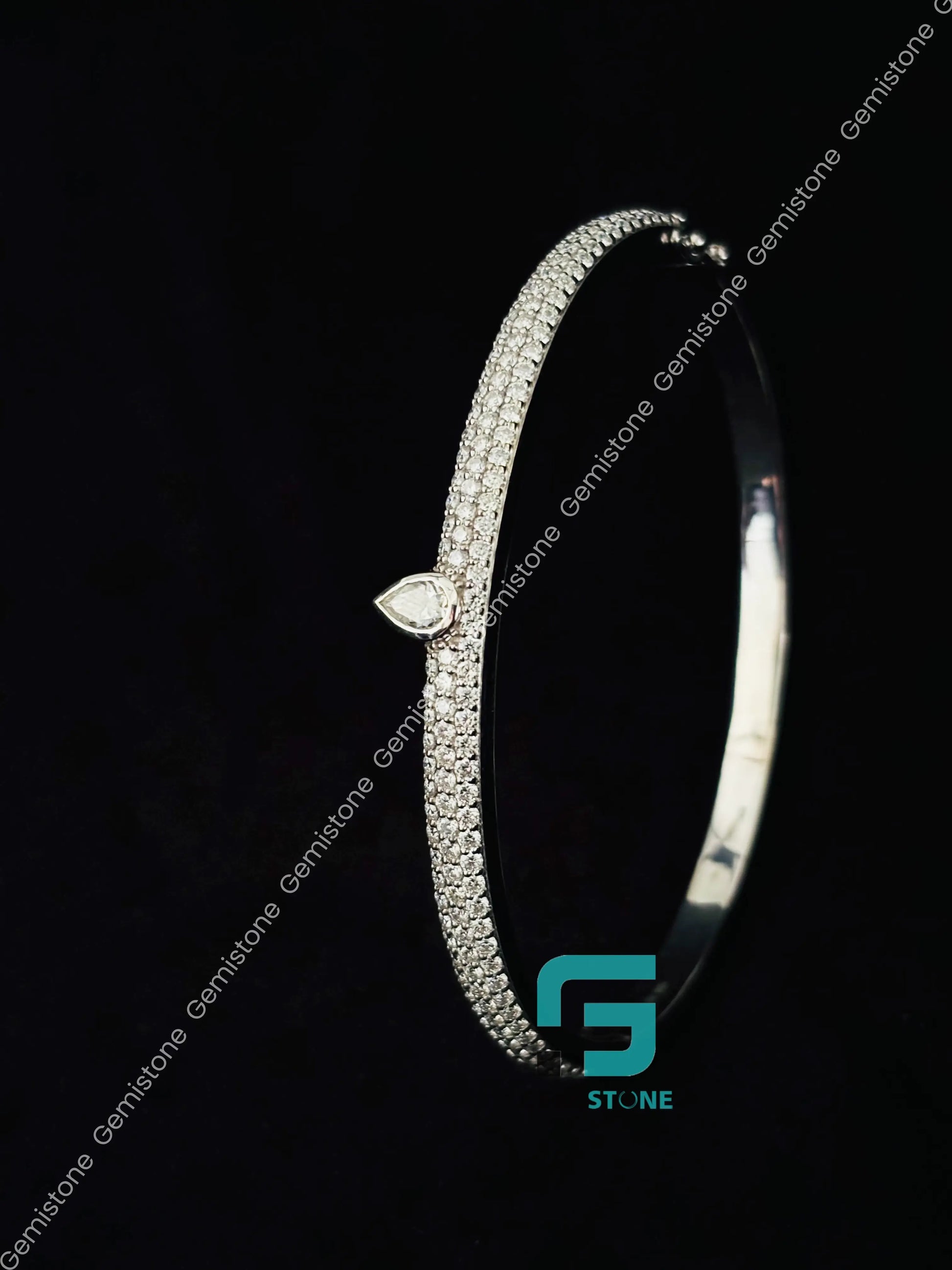 925 Silver Moissanite Studded Bangle Bracelet