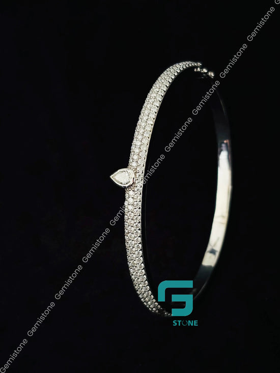 925 Silver Moissanite Studded Bangle Bracelet