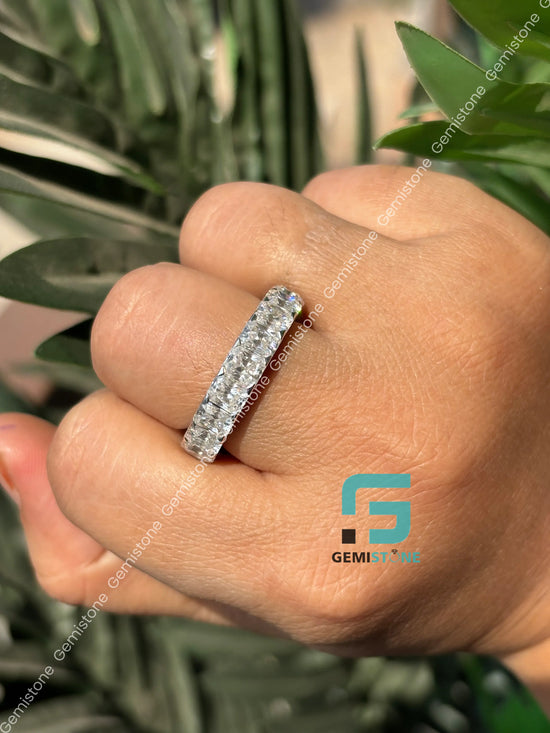 925 Silver Radiant Moissanite Matching Engagement Band