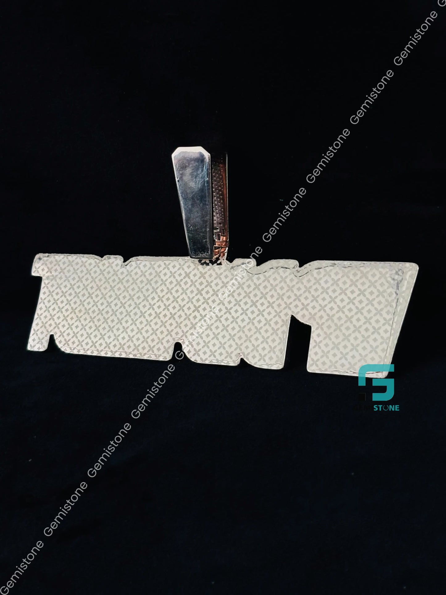 925 Silver Rose Gold Plated Custom Letter Moissanite Hip Hop Pendant For Men
