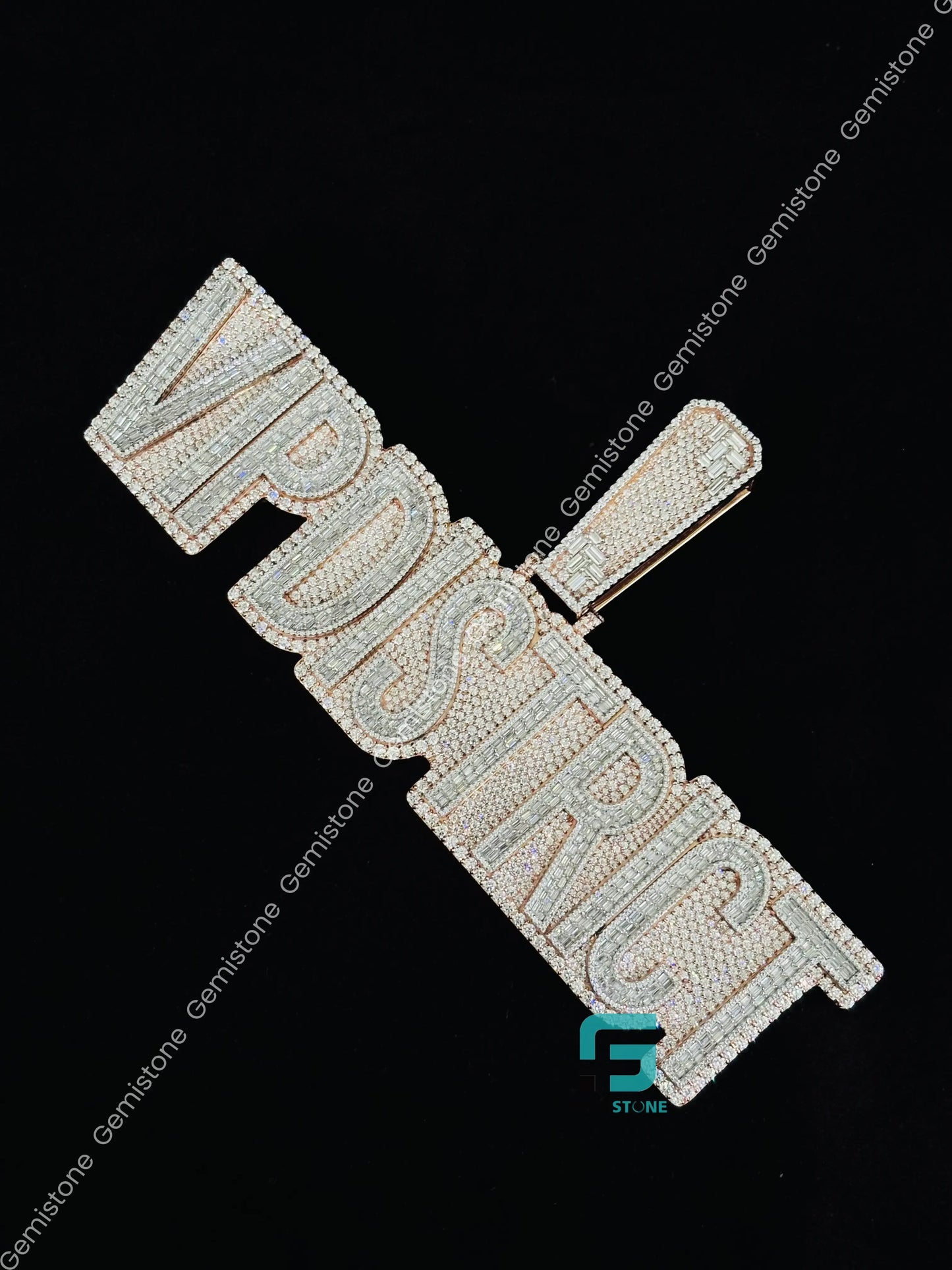 925 Silver Rose Gold Plated Custom Letter Moissanite Pendant