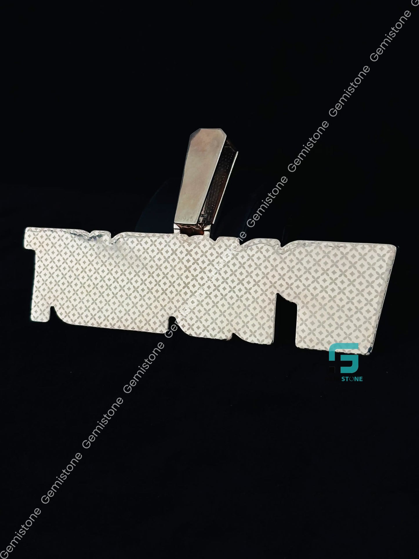925 Silver Rose Gold Plated Hip Hop Letter Moissanite Pendant