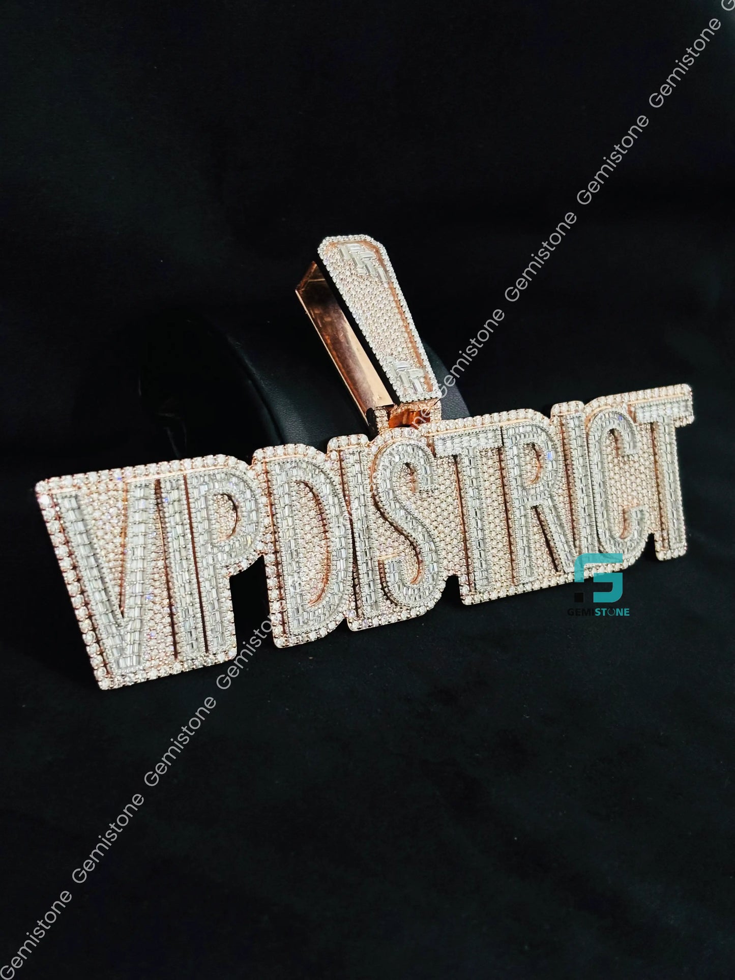 925 Silver Rose Gold Plated Letter Moissanite Pendant