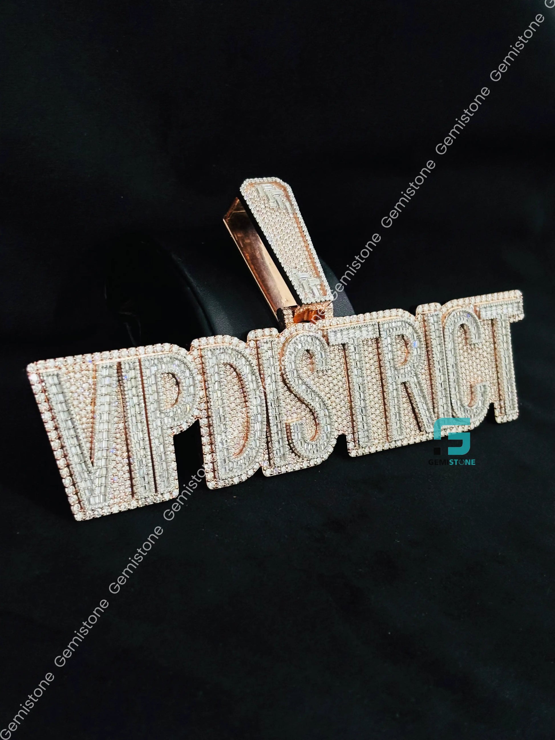925 Silver Rose Gold Plated Letter Moissanite Pendant