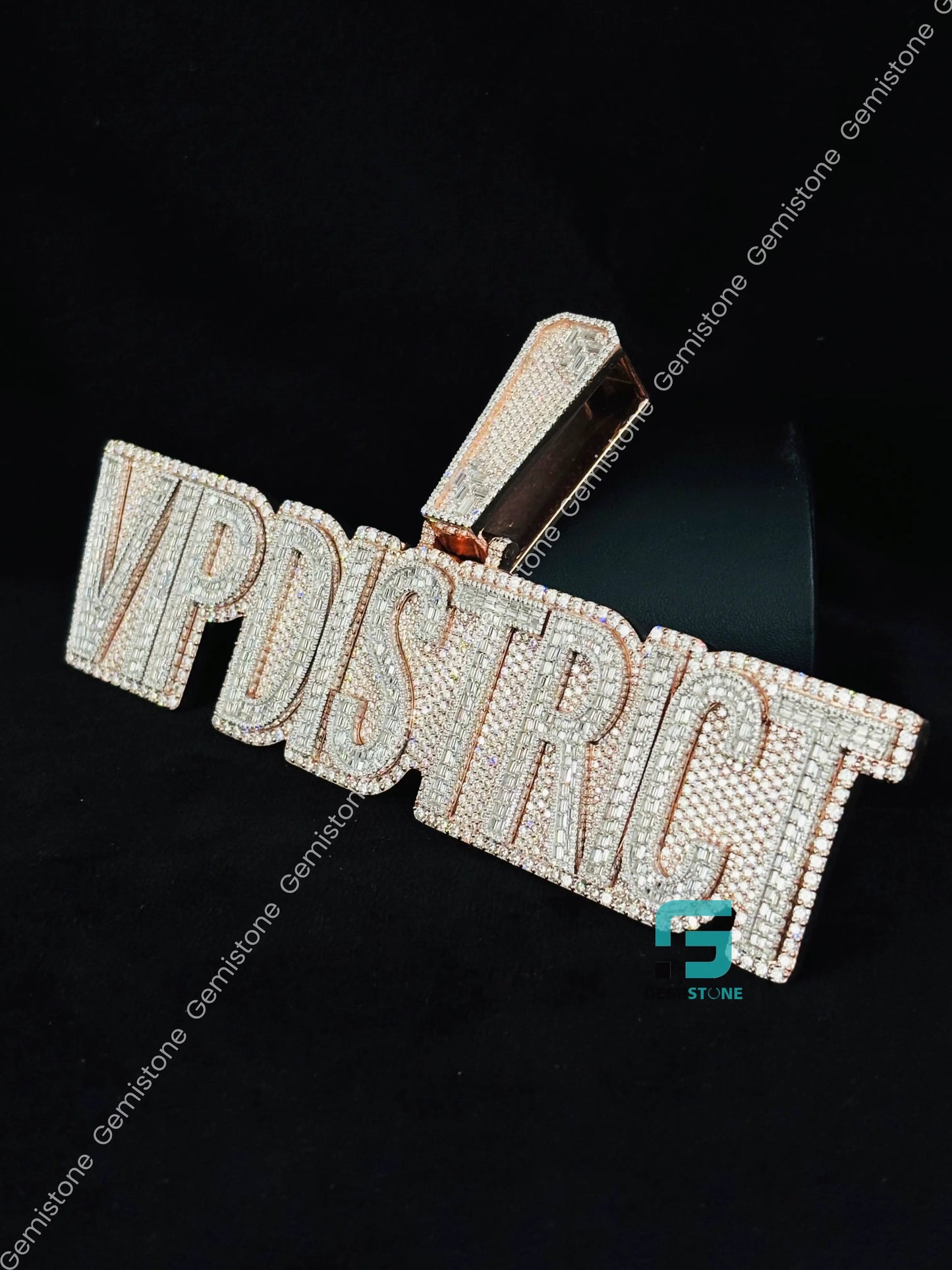 925 Silver Rose Gold Plated Letter Moissanite Pendant For Men