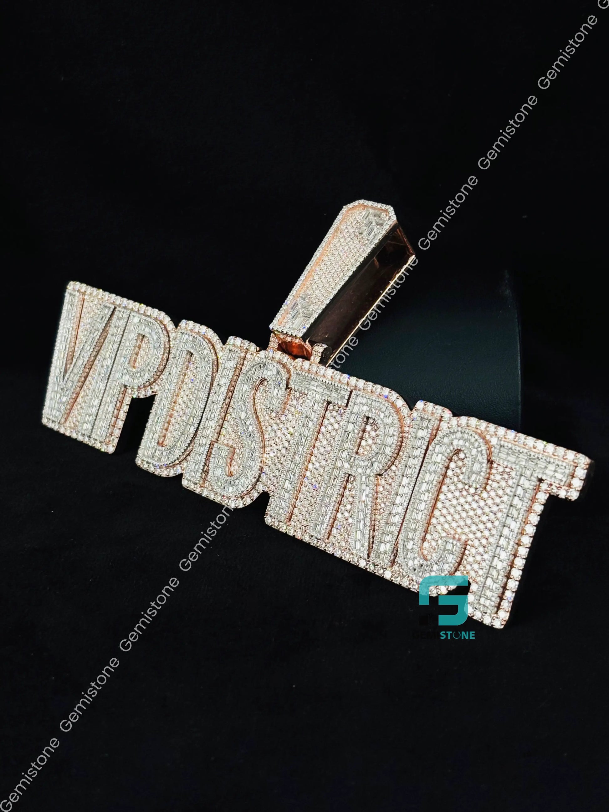 925 Silver Rose Gold Plated Letter Moissanite Pendant For Men