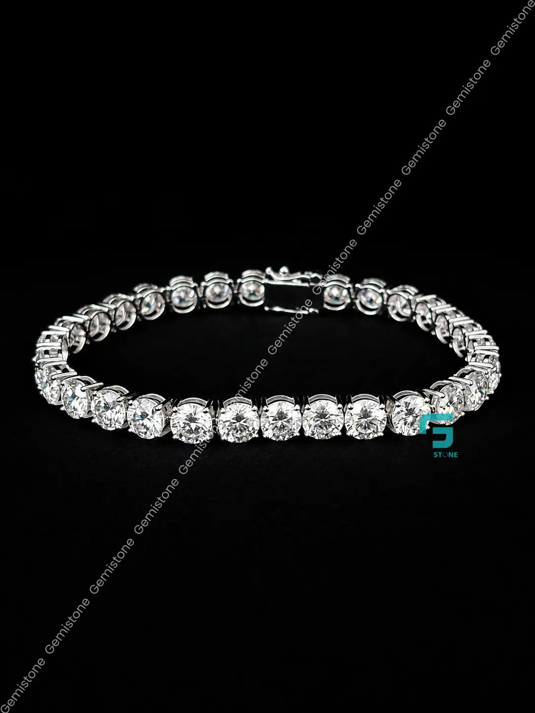 925 Silver Round Cut Tennis Chain And Bracelete Combo