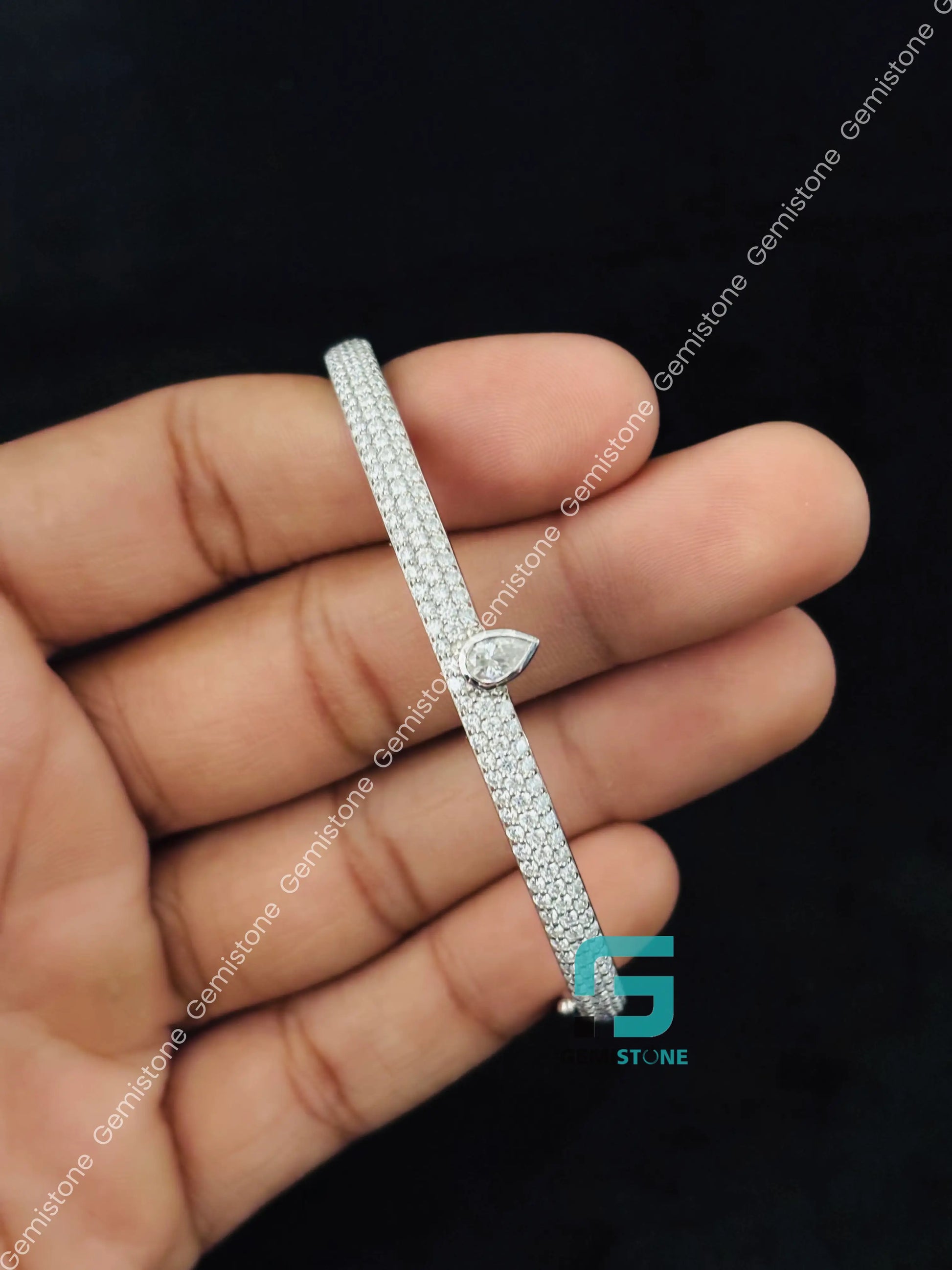 925 Silver Round_ Pear Moissanite Bracelet
