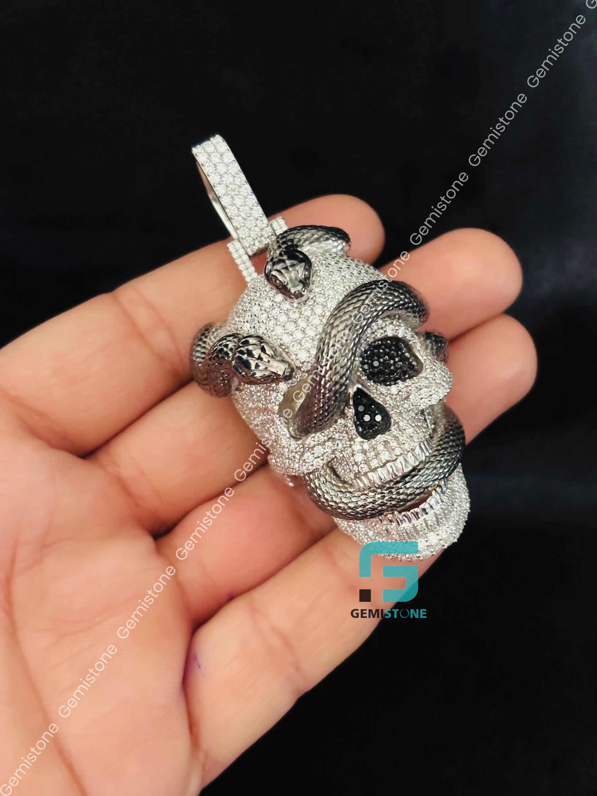 925 Silver Snake Moissanite Hip Hop Pendant