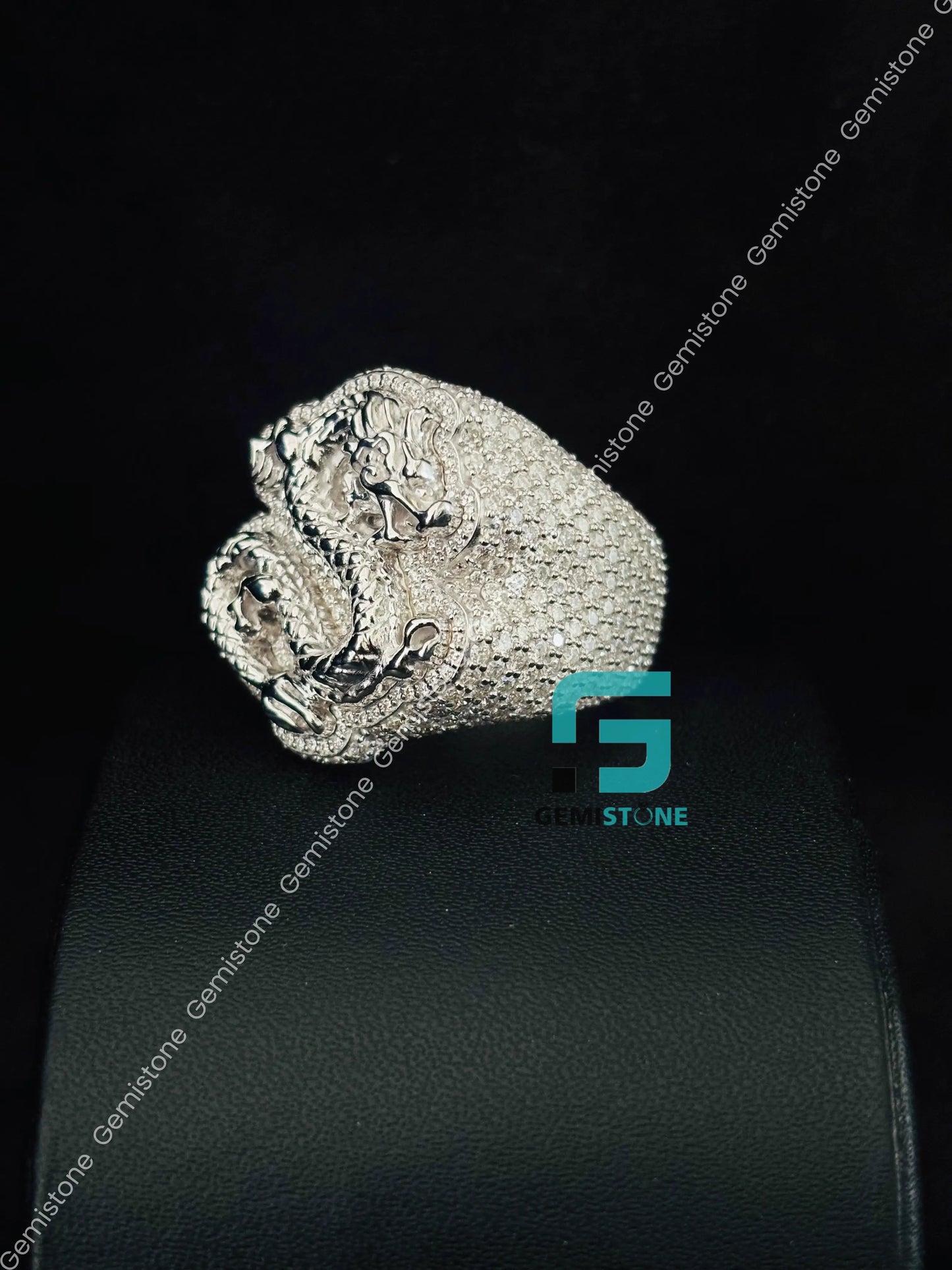 925 Silver Snake Moissanite Hip Hop Ring For Men