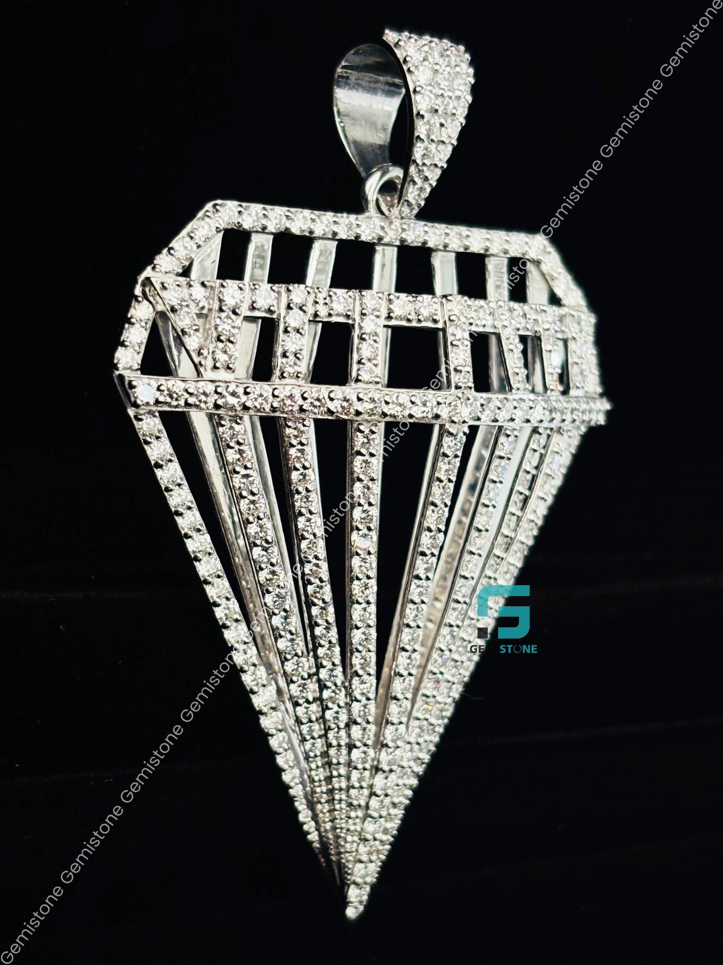 925 Silver Studded Moissanite Luxury Pendant