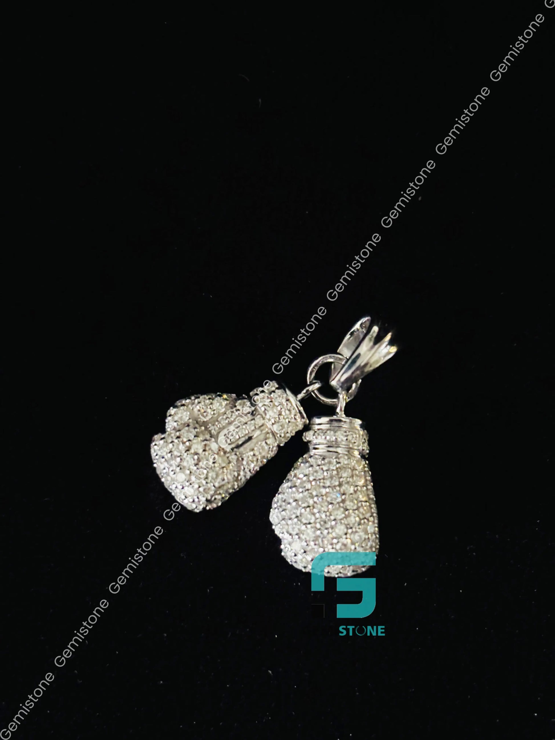 925 Silver Two Gloves Moissanite Hip Hop Pendant For Men