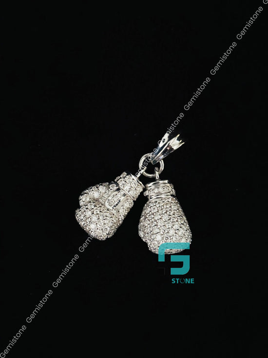 925 Silver Two Gloves Moissanite Iced Out Pendant