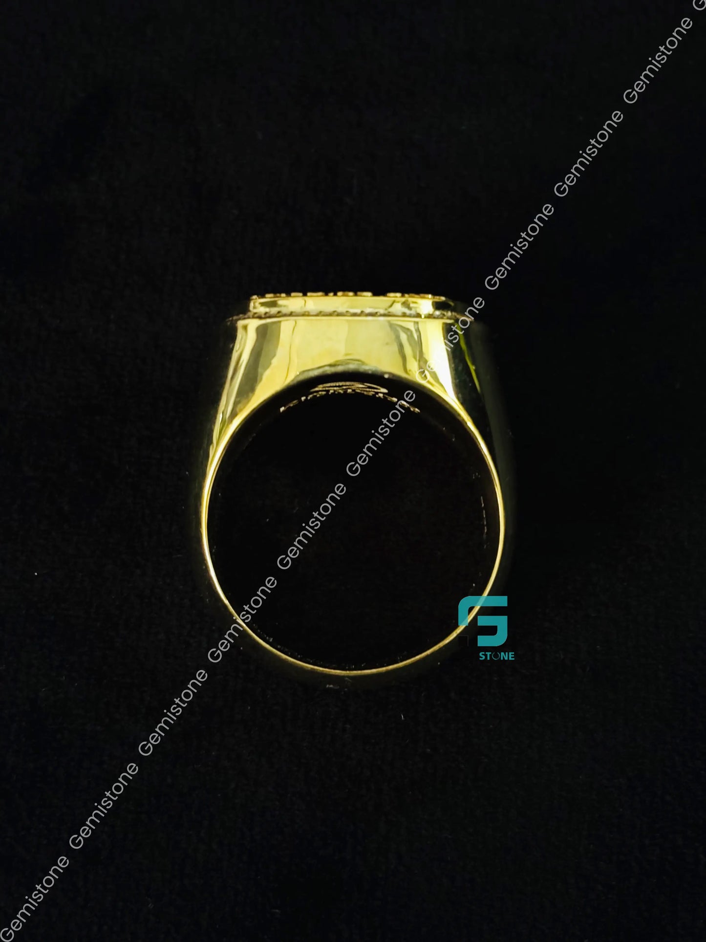 925 Silver Yellow Gold Palted Diamond Shape Moissanite Ring 