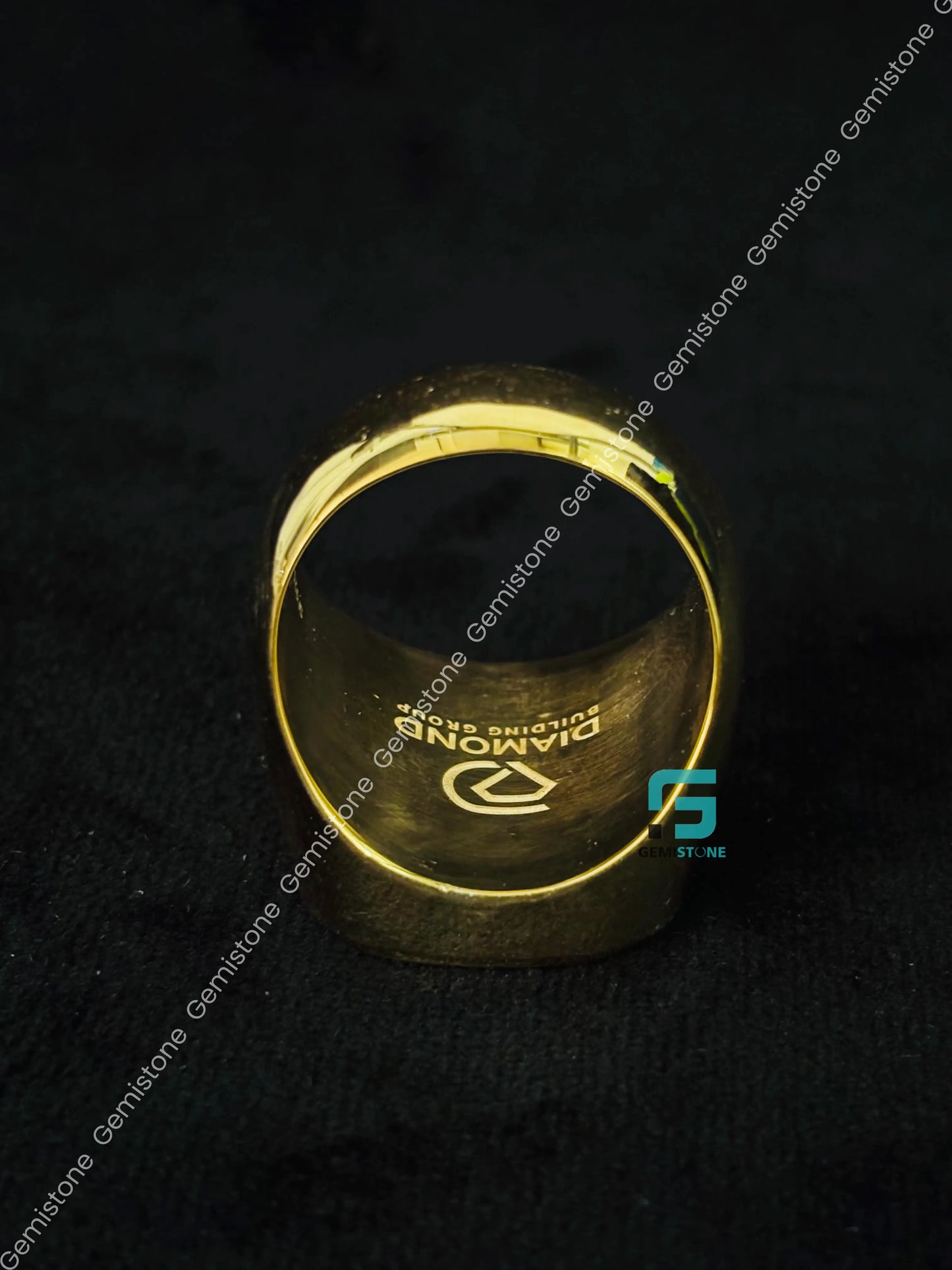 925 Silver Yellow Gold Palted Hip Hop Diamond Shape Moissanite Ring For Men