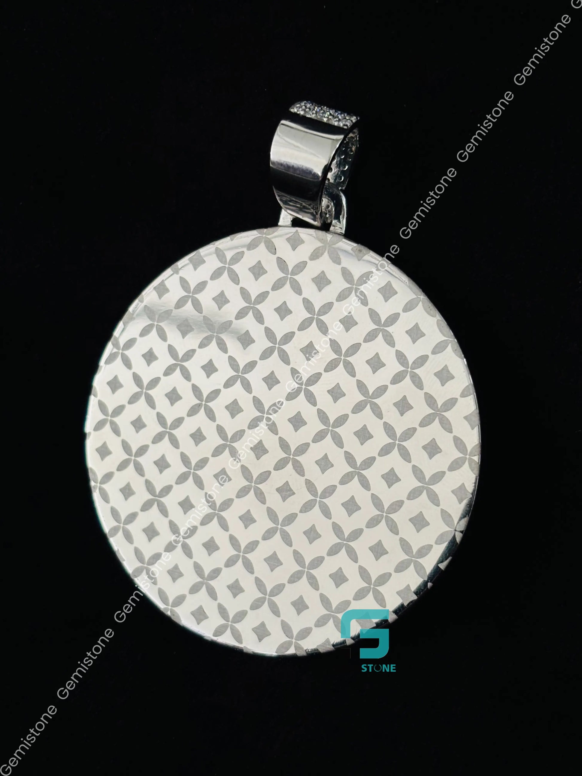 925 Stereling Silver Moissanite Round Shape Disk Pendant