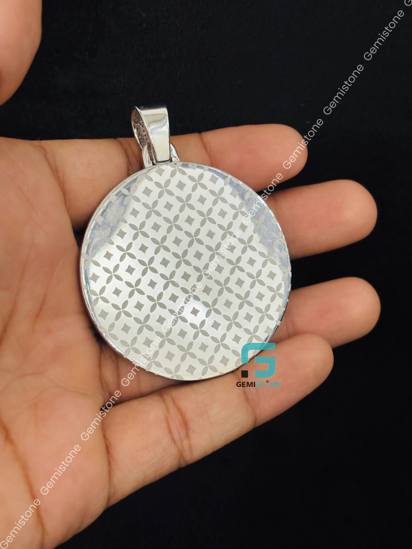 925 Stereling Silver Moissanite Snake Shape Disk Pendant For Men