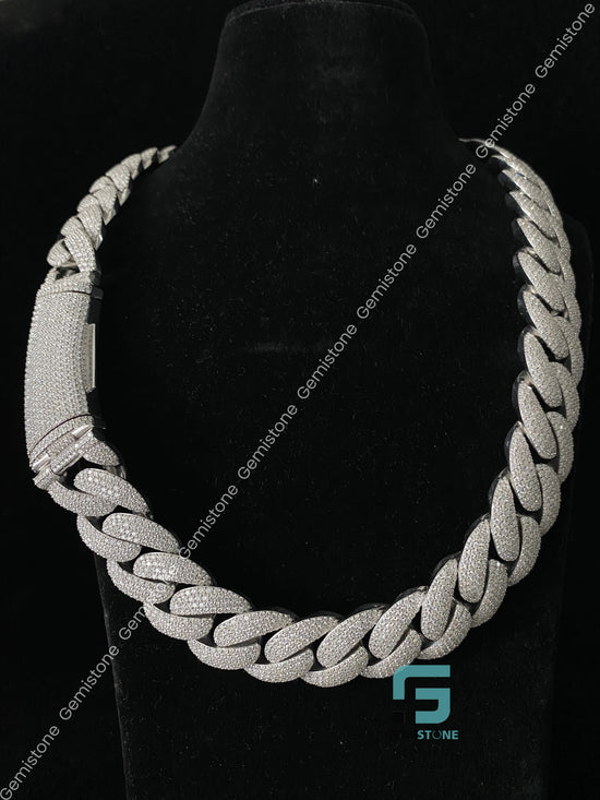 925 Sterling Silver 24MM Moissanite Cuban Link chain