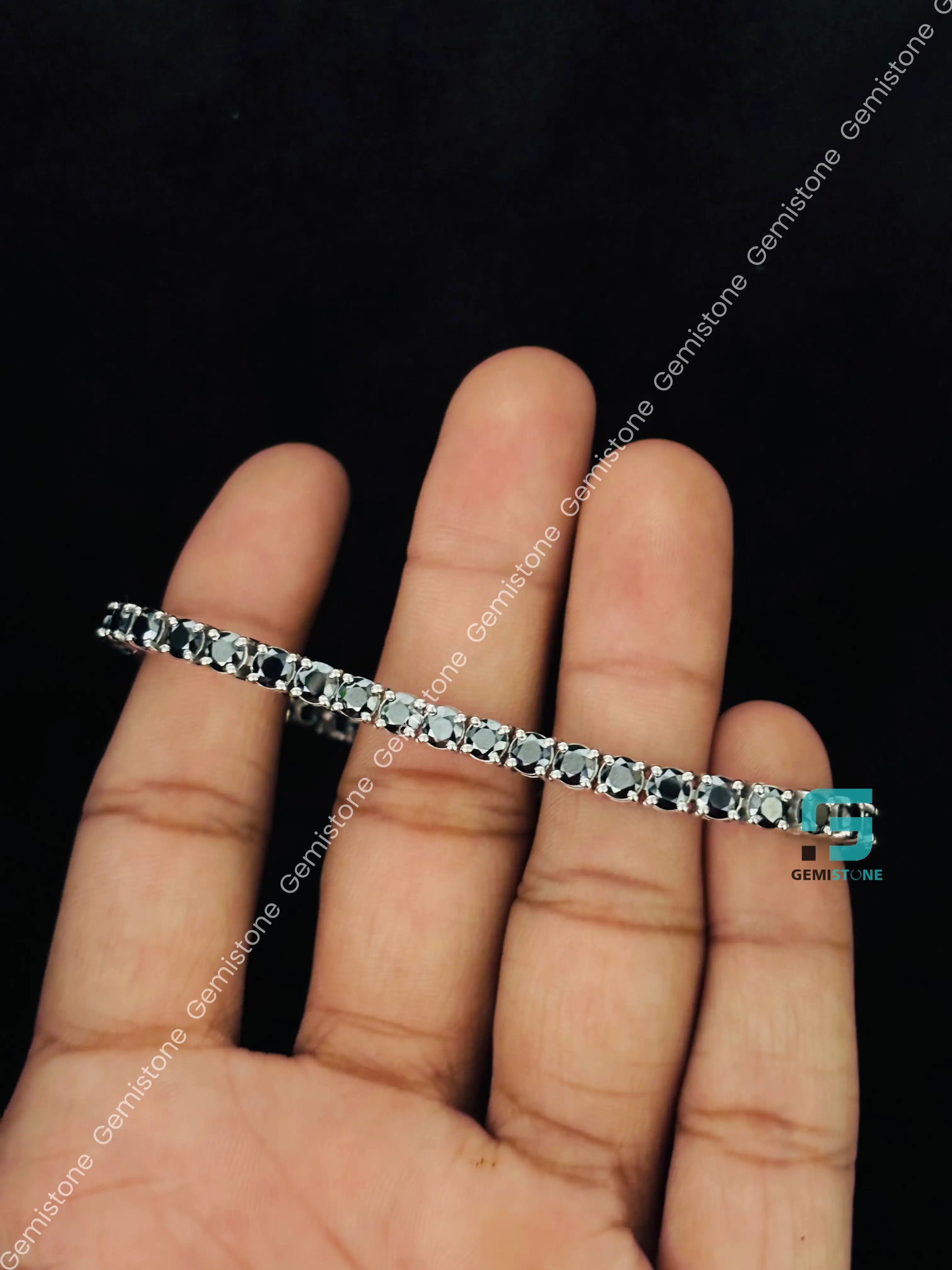 925 Sterling Silver 4MM Black Tennis Moissanite Bracelet