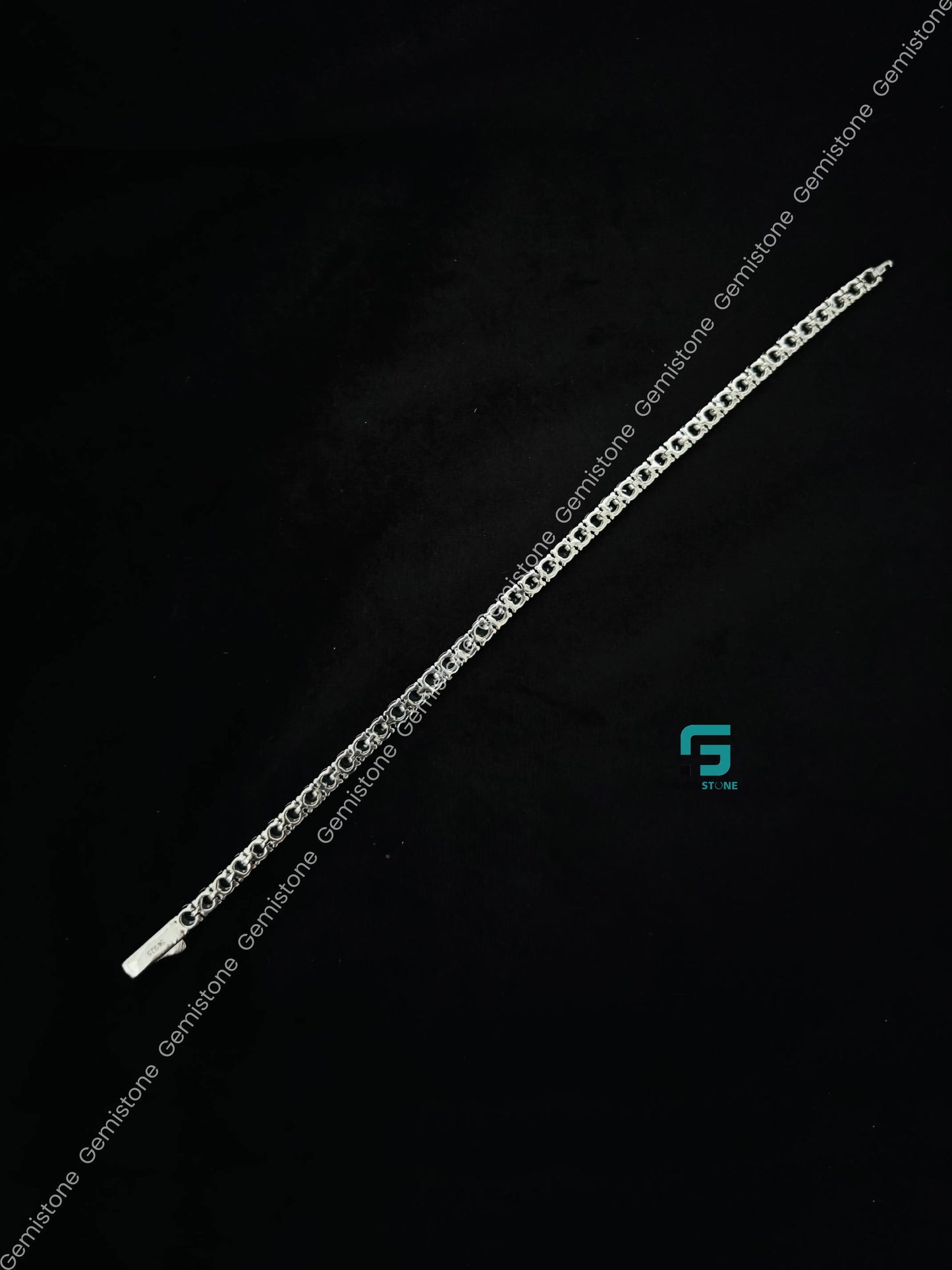 925 Sterling Silver 4MM Black Tennis Moissanite Bracelet For Women