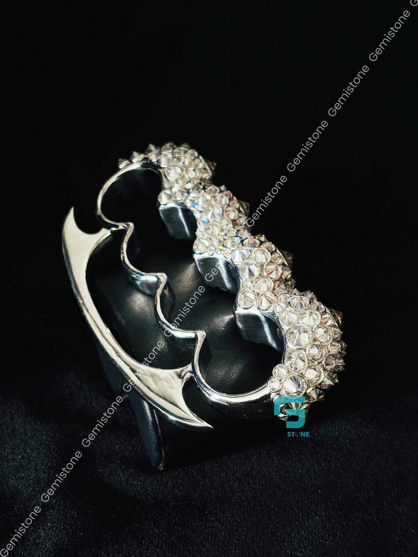 925 Sterling Silver 4 Finger Up Side Down Moissanite Ring For Unisex