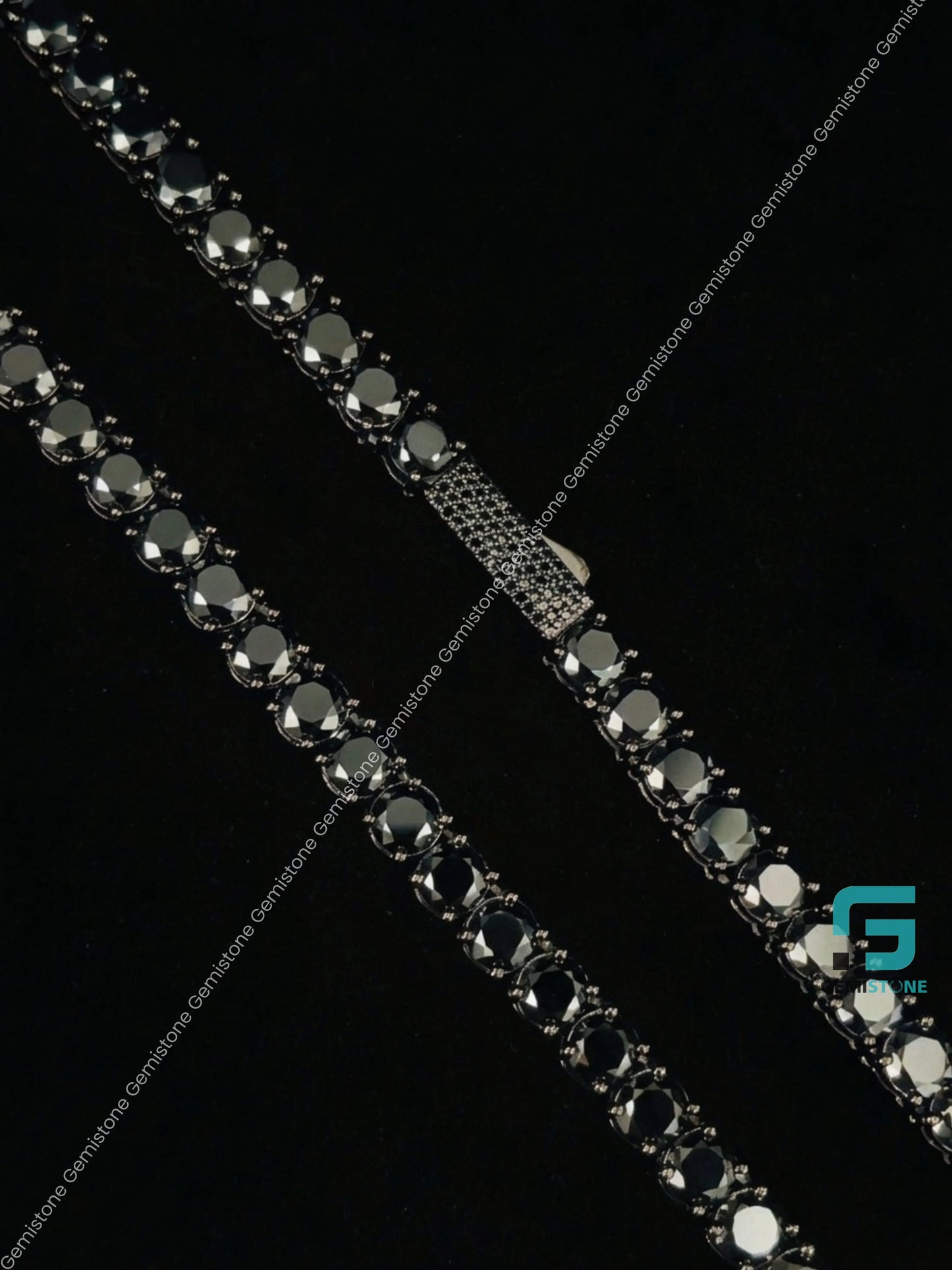 925 Sterling Silver 6MM Black Moissanite Tennis Chain