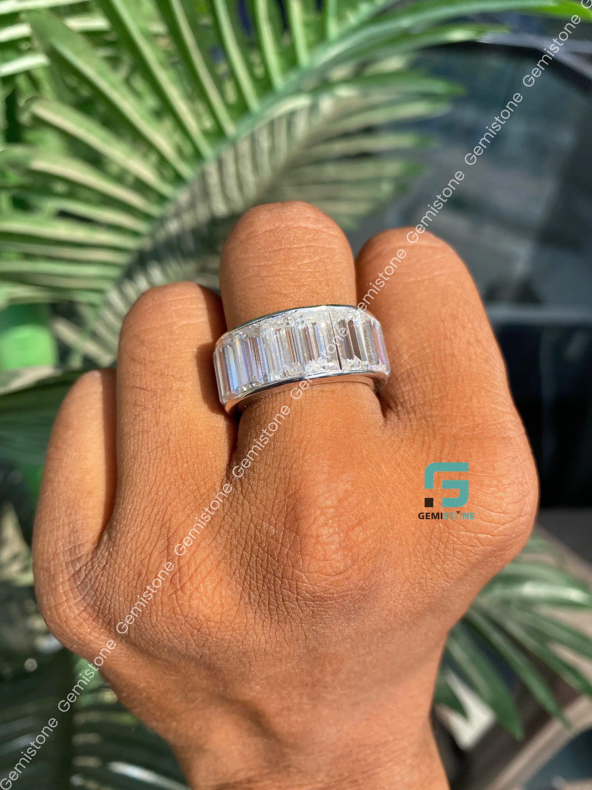 925 Sterling Silver Baguette Fully White Eternity Band For Her