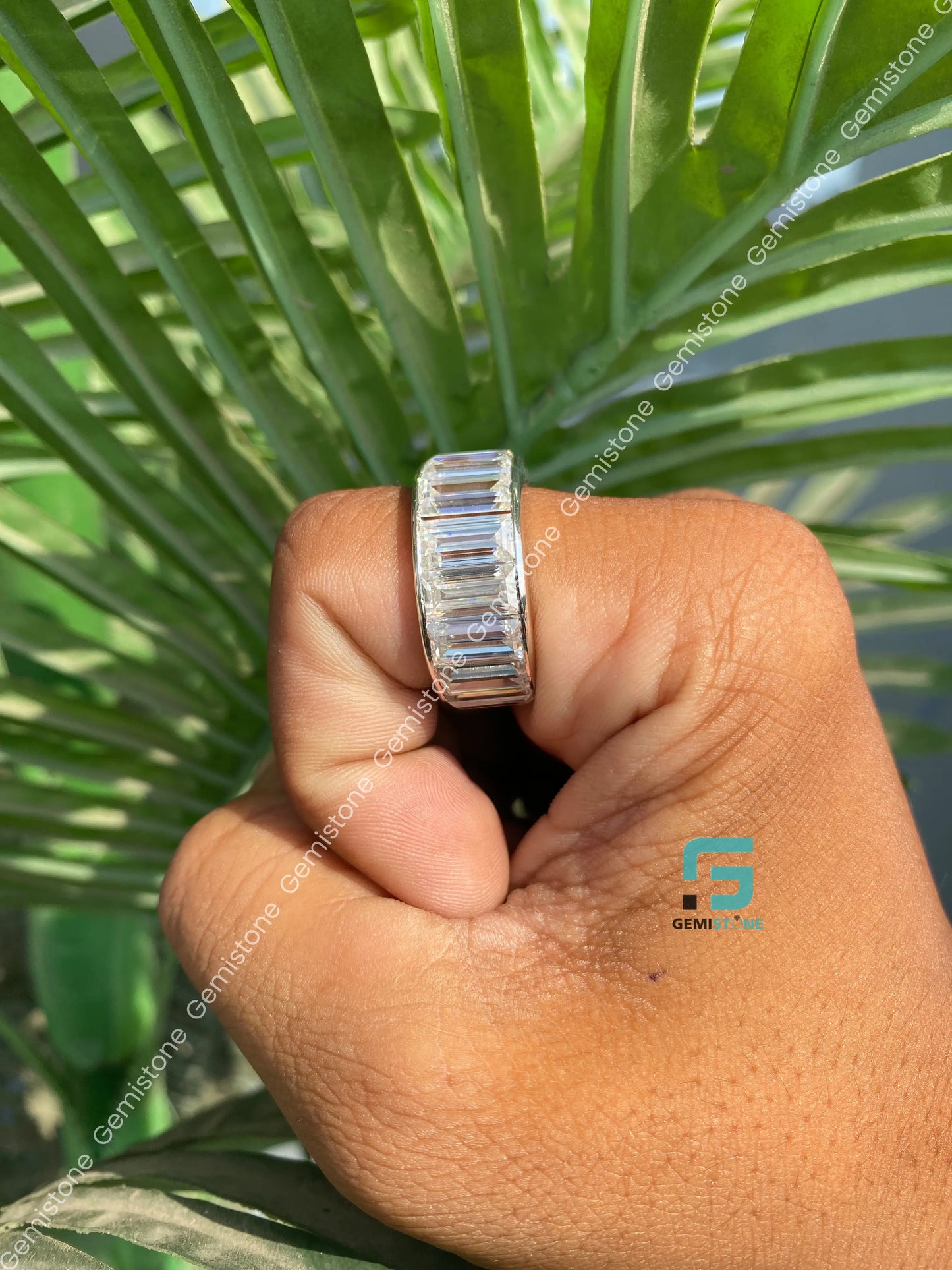 925 Sterling Silver Baguette Fully White Eternity Band For Women