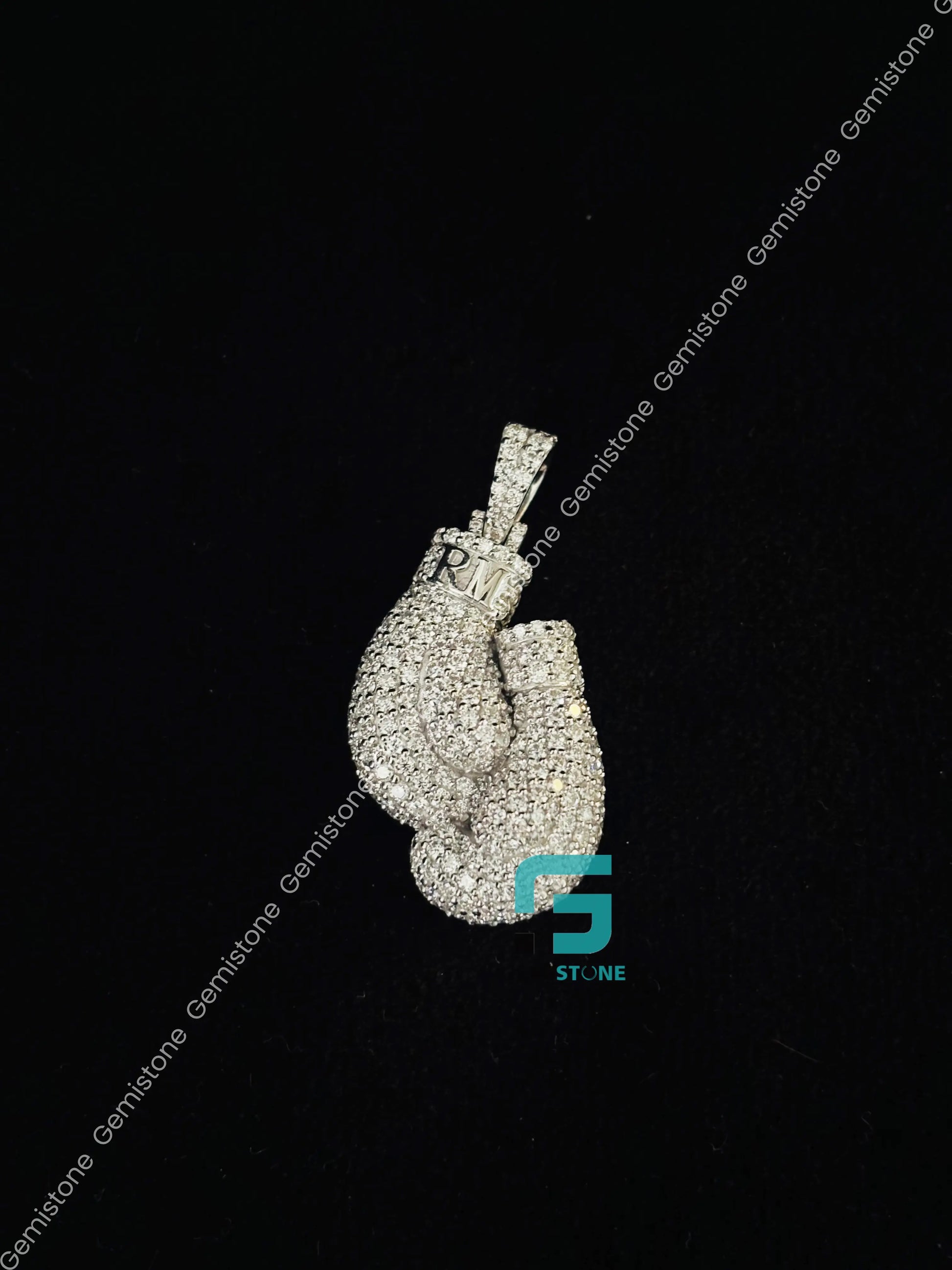925 Sterling Silver Boxing Gloves Moissanite Pendant
