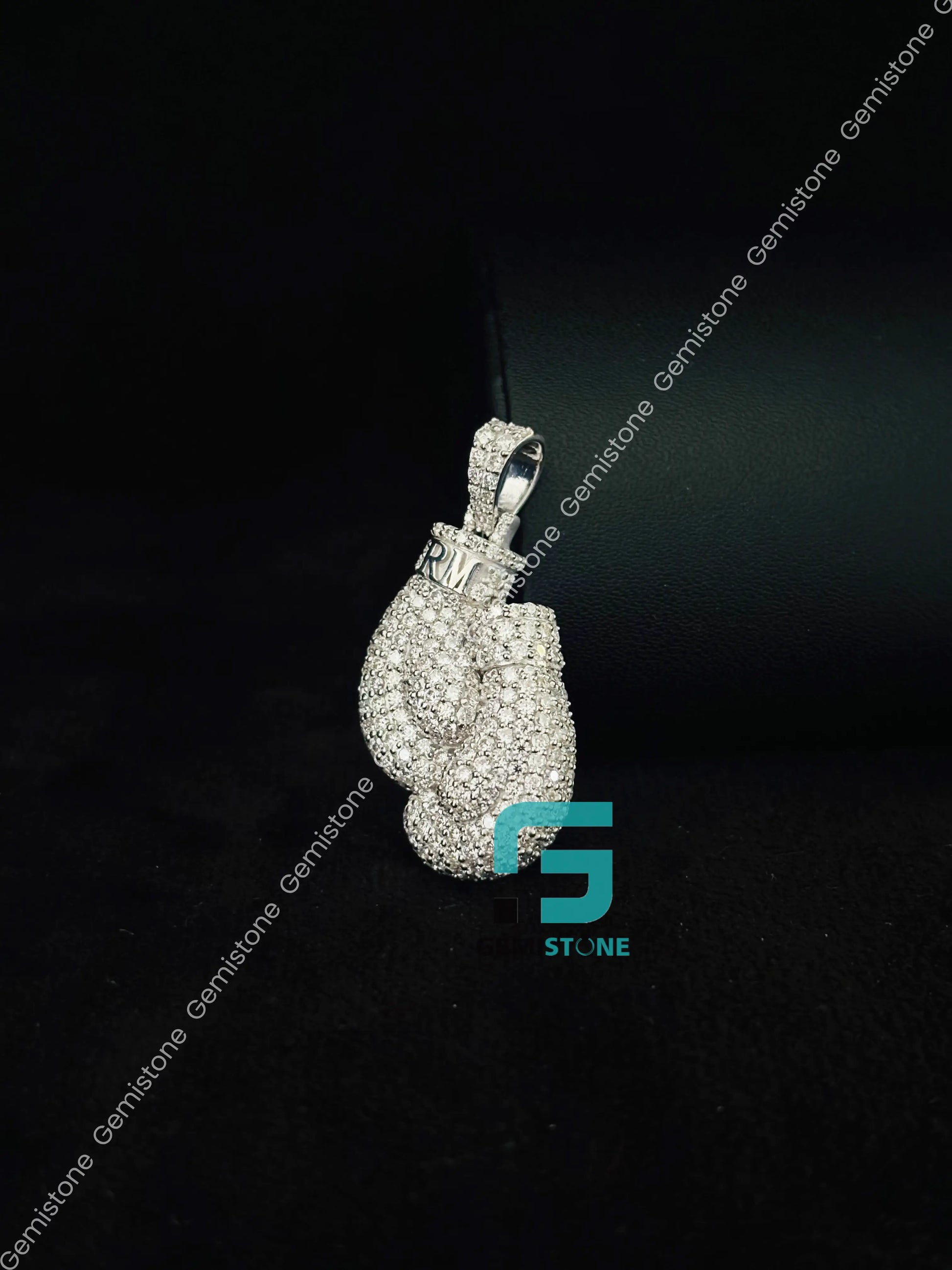 925 Sterling Silver Boxing Gloves VVS Moissanite Pendant