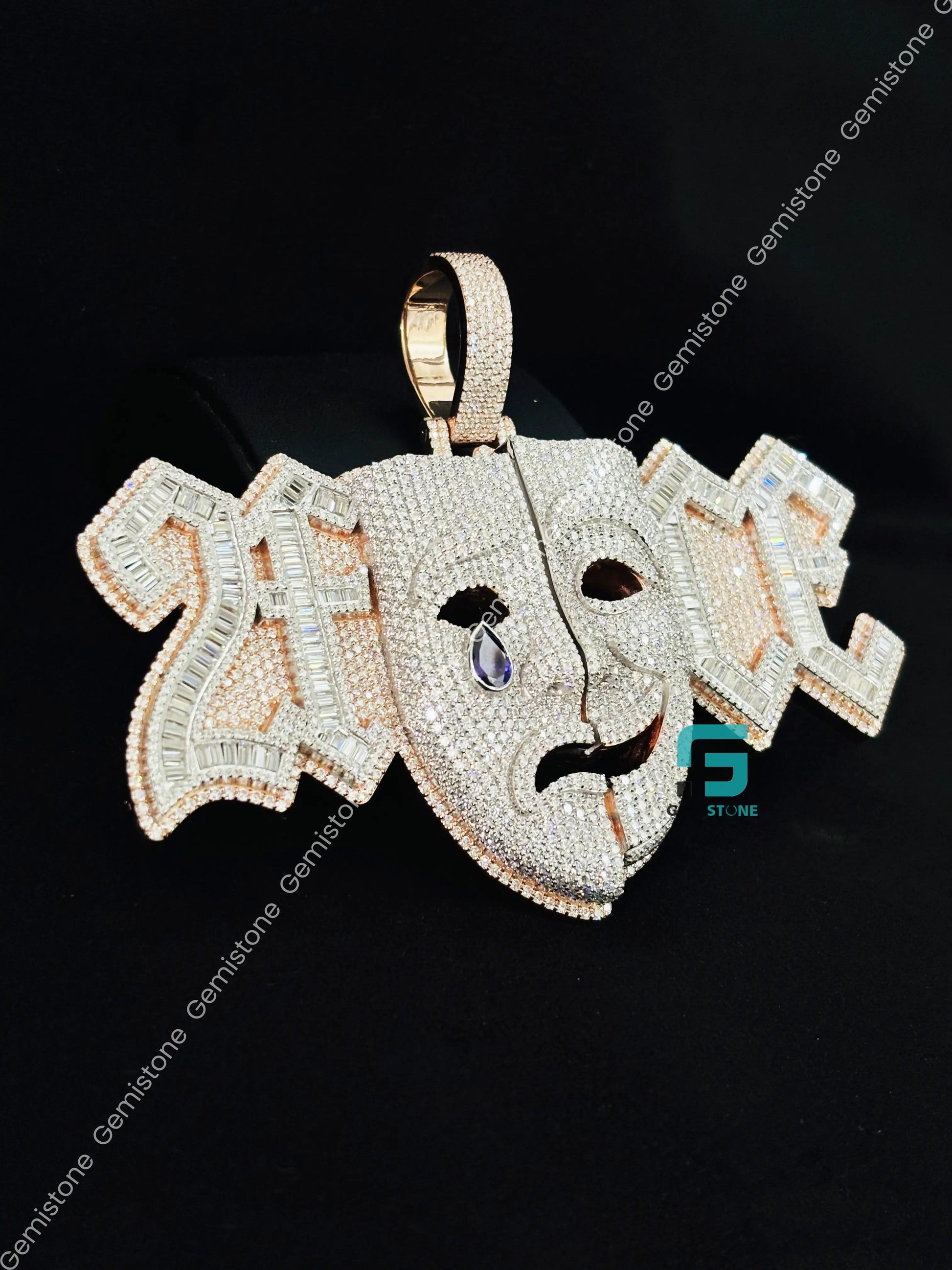 925 Sterling Silver Crying Face Moissanite Pendant