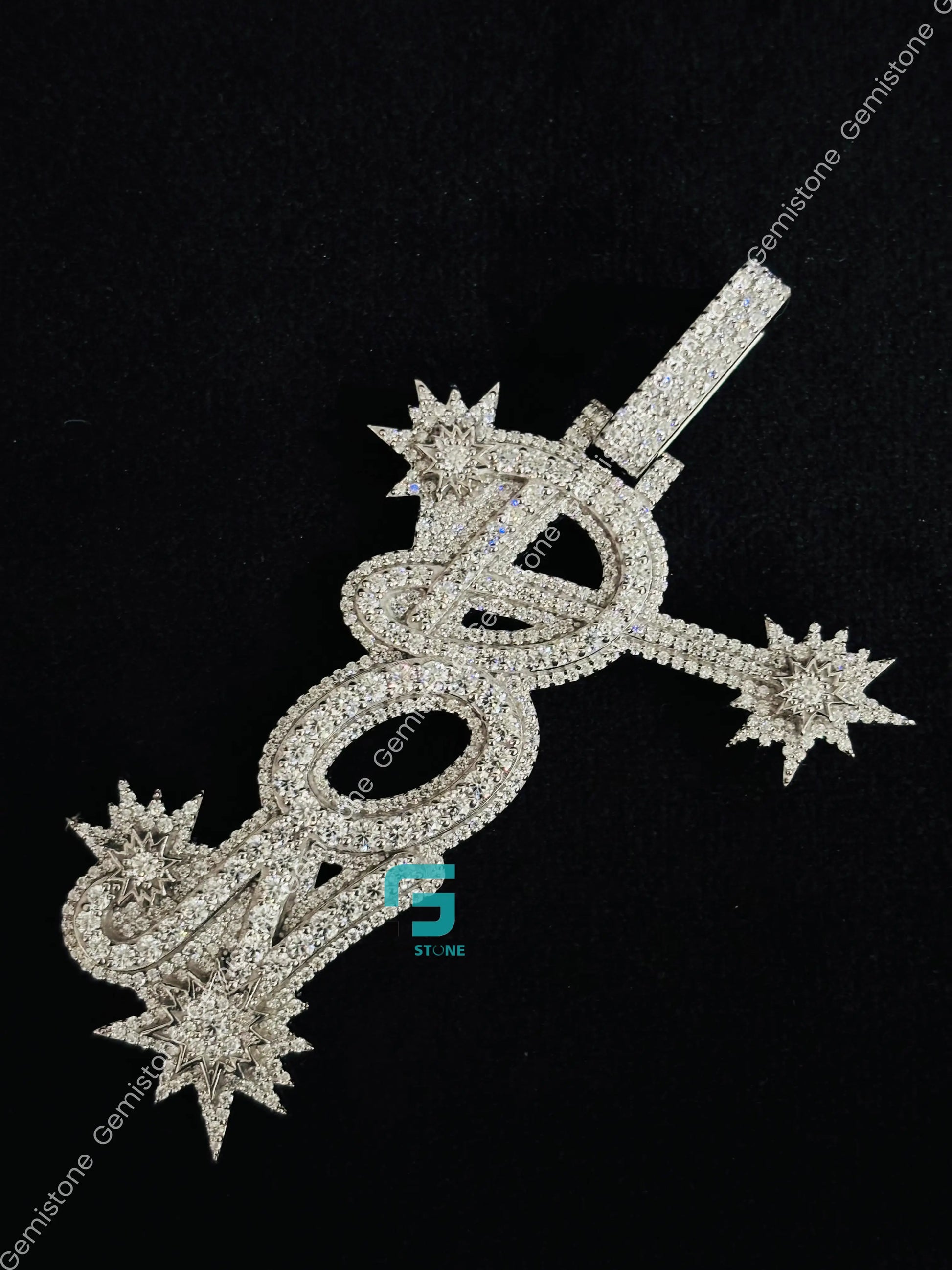 925 Sterling Silver Custom DON Name Moissanite Hip Hop Studded Pendant