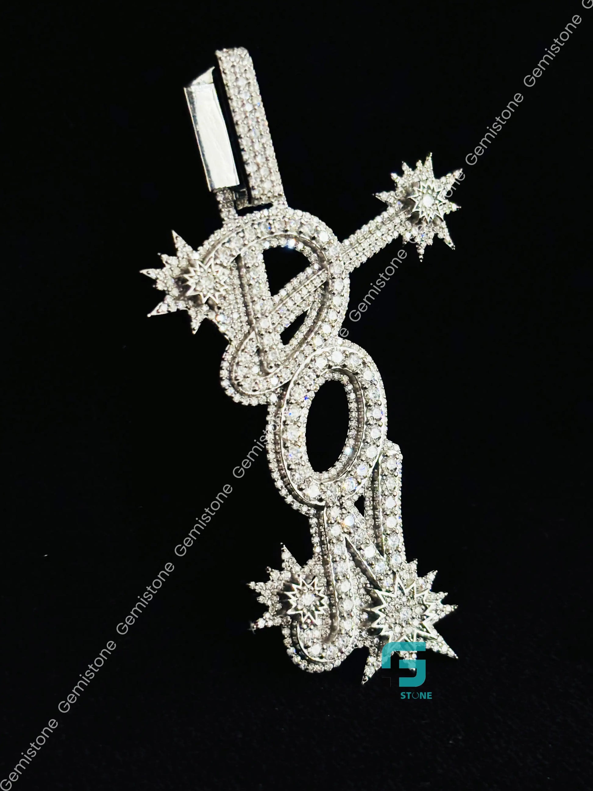 925 Sterling Silver Custom DON Name Moissanite Hip Hop Studded Pendant For Men