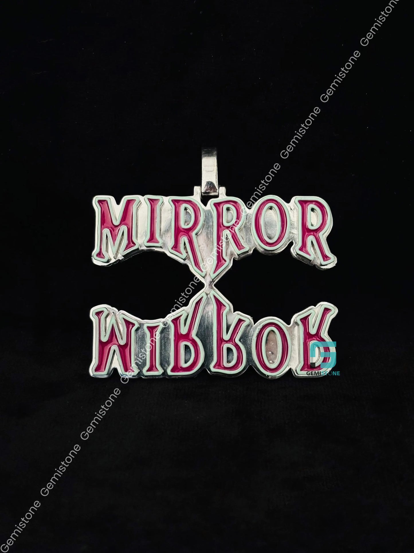 925 Sterling Silver Enamel Mirror Letter Pendant