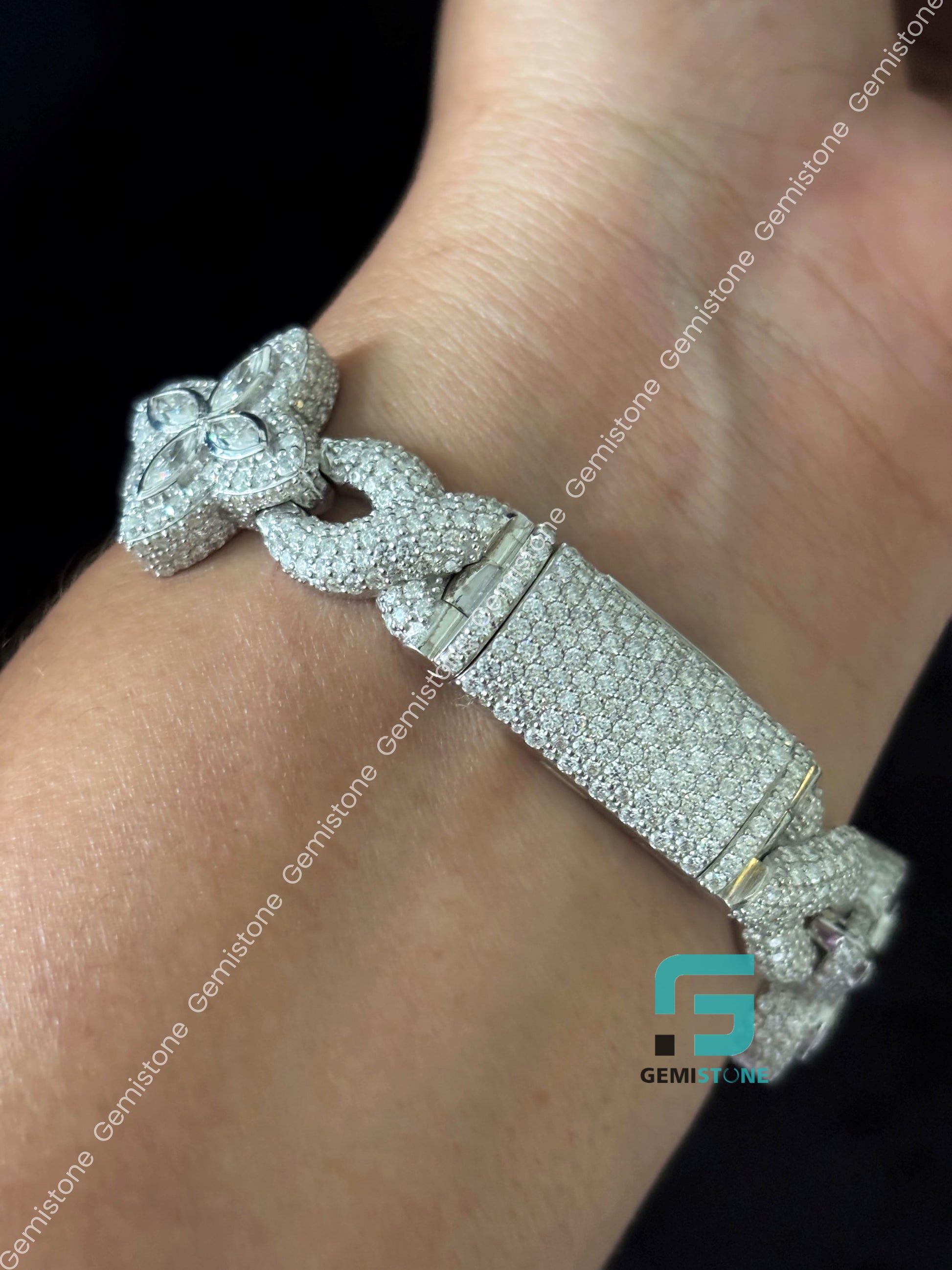 925 Sterling Silver Iced out Hip Hop Bracelet