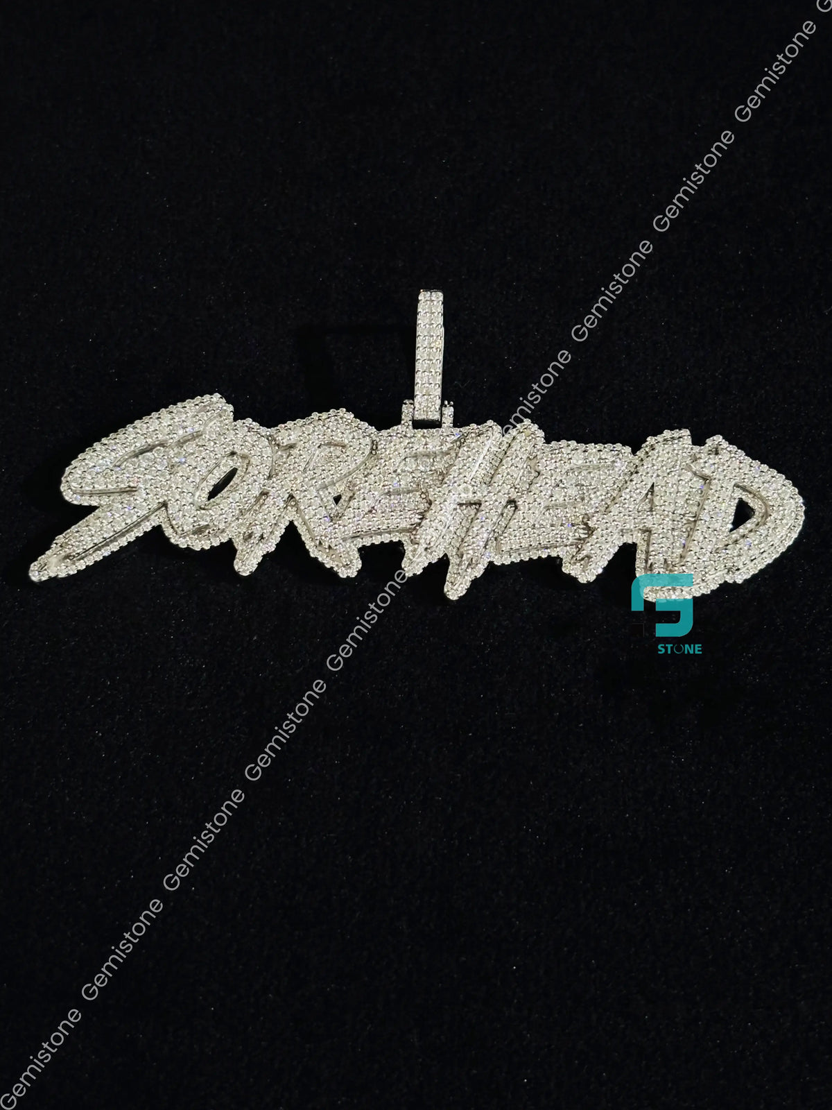 925 Sterling Silver Initial Letter Moissanite Hip Hop Pendant For Men