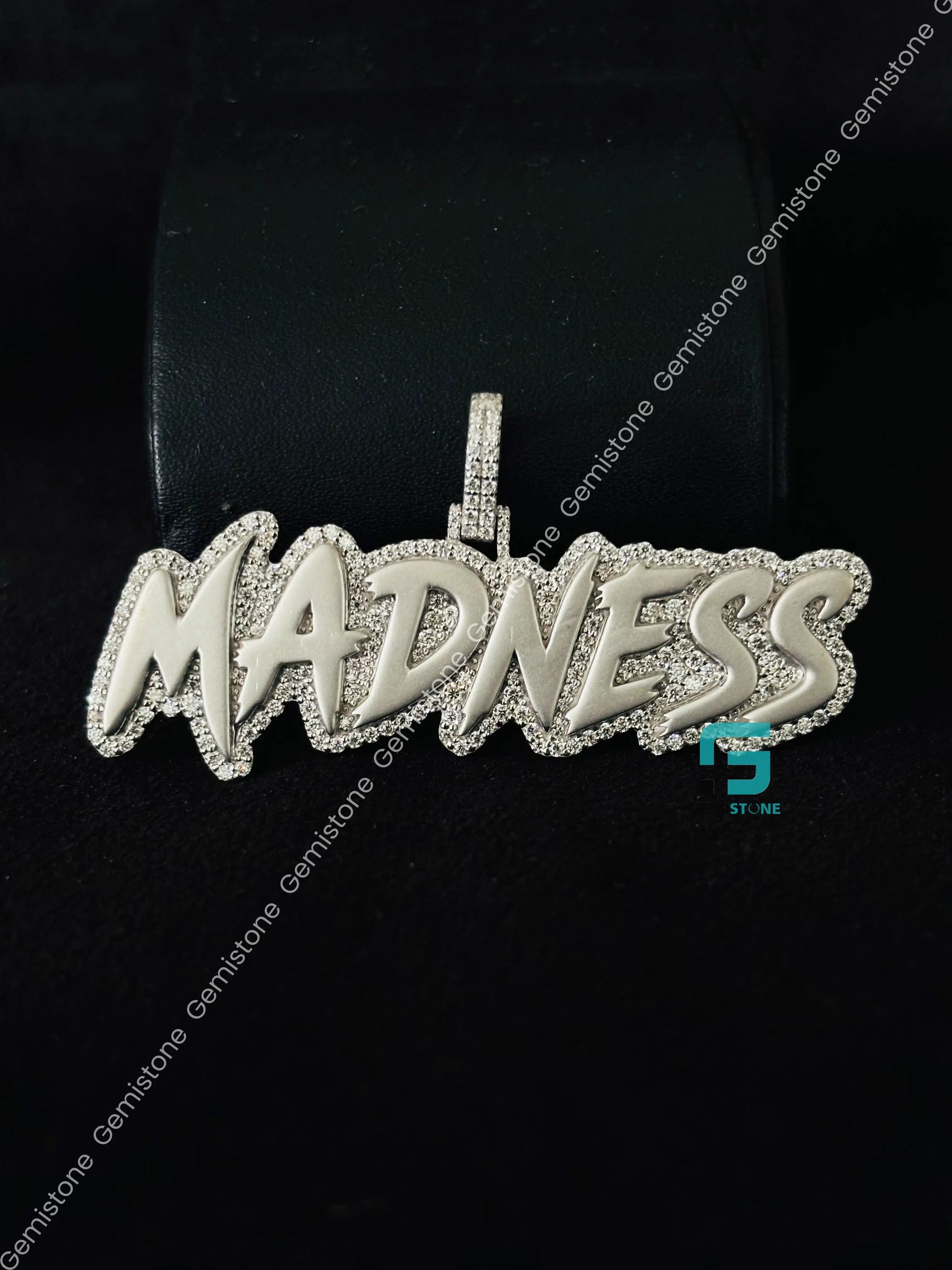 925 Sterling Silver MADNESS Custome Letter Moissanite Pendant