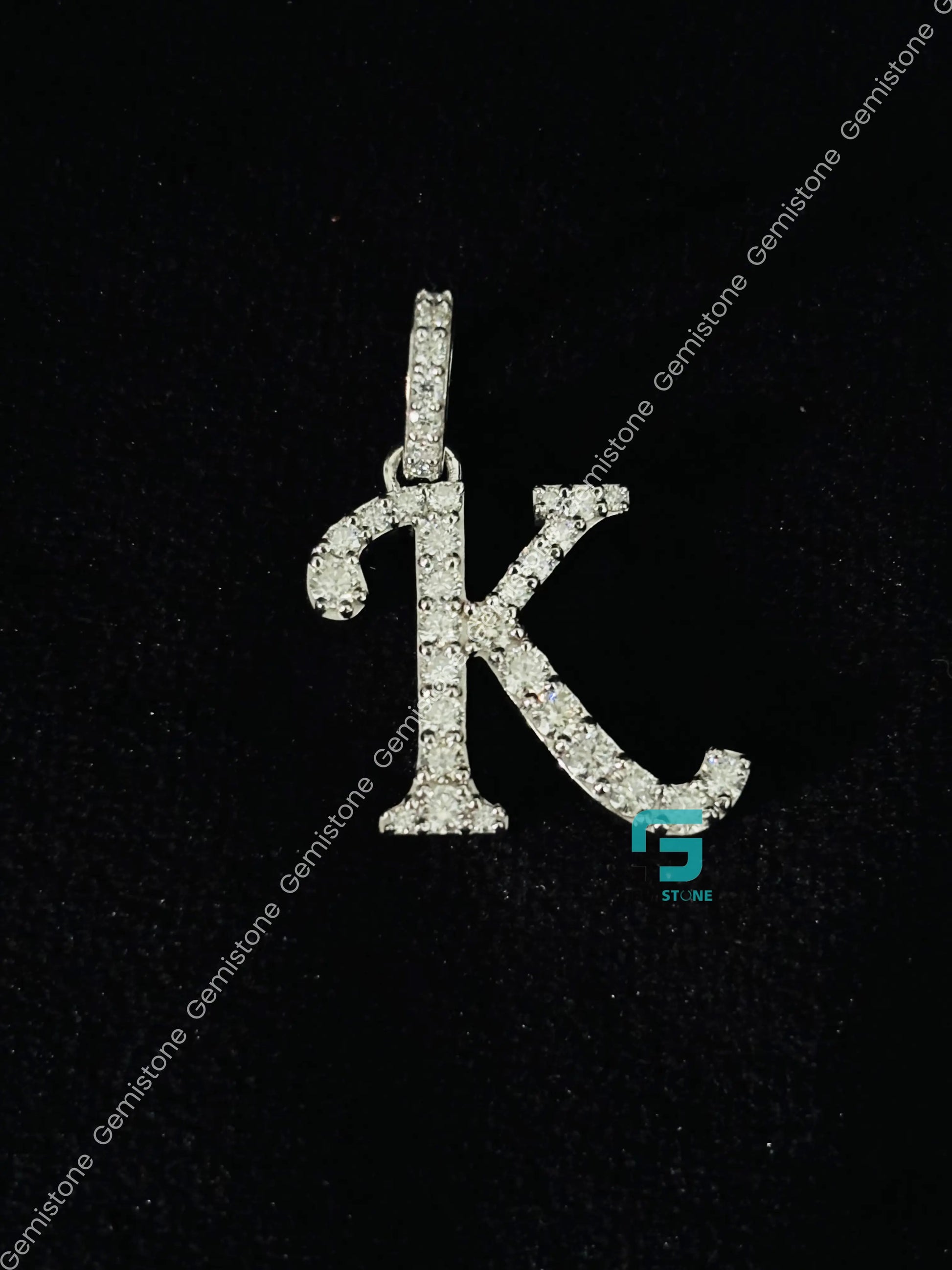 925 Sterling Silver Moissanite Alphabet Letter Pendant For Unisex