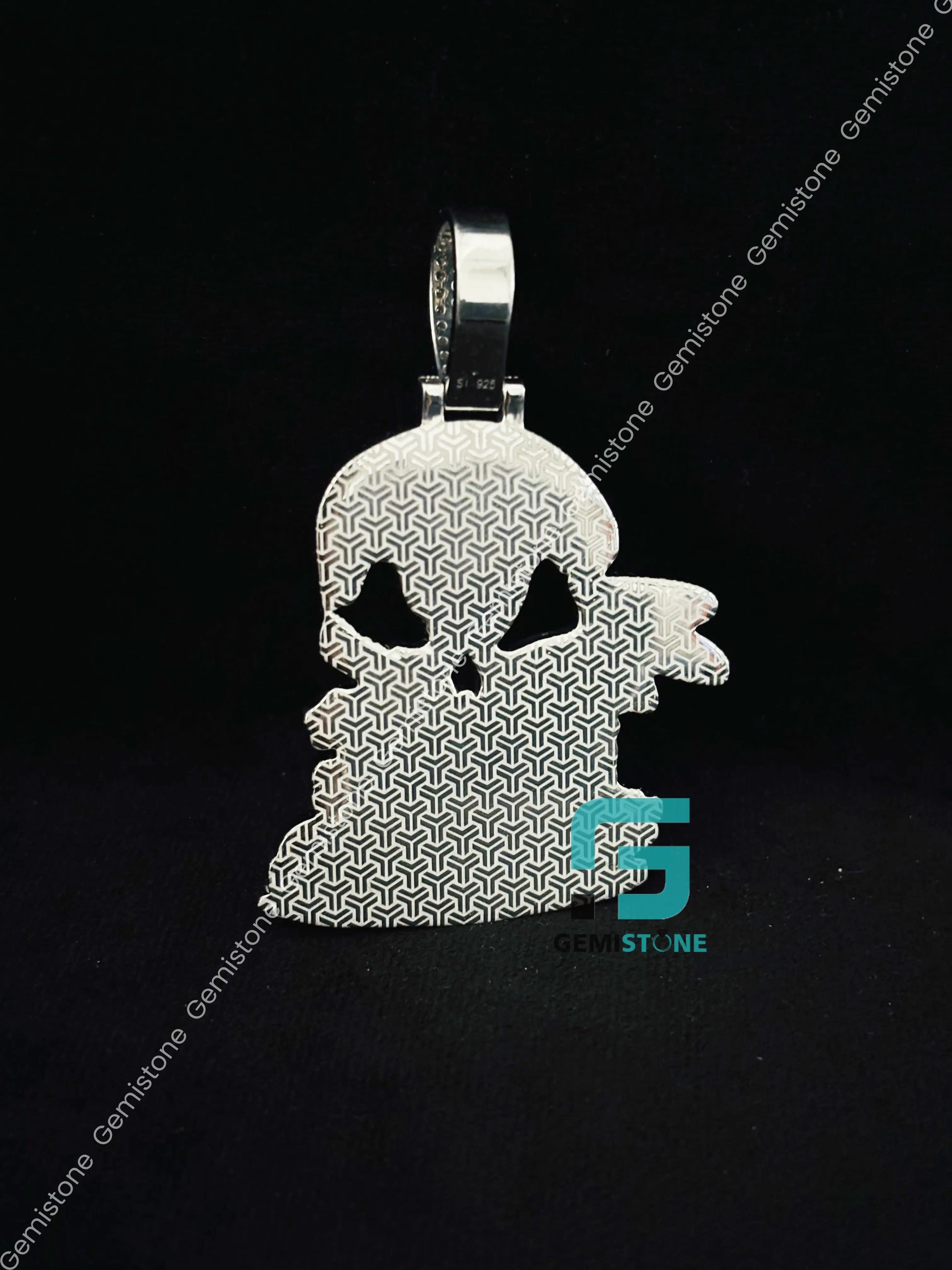 925 Sterling Silver Moissanite Iced Out Hip Hop Skull Hip Hop Pendant